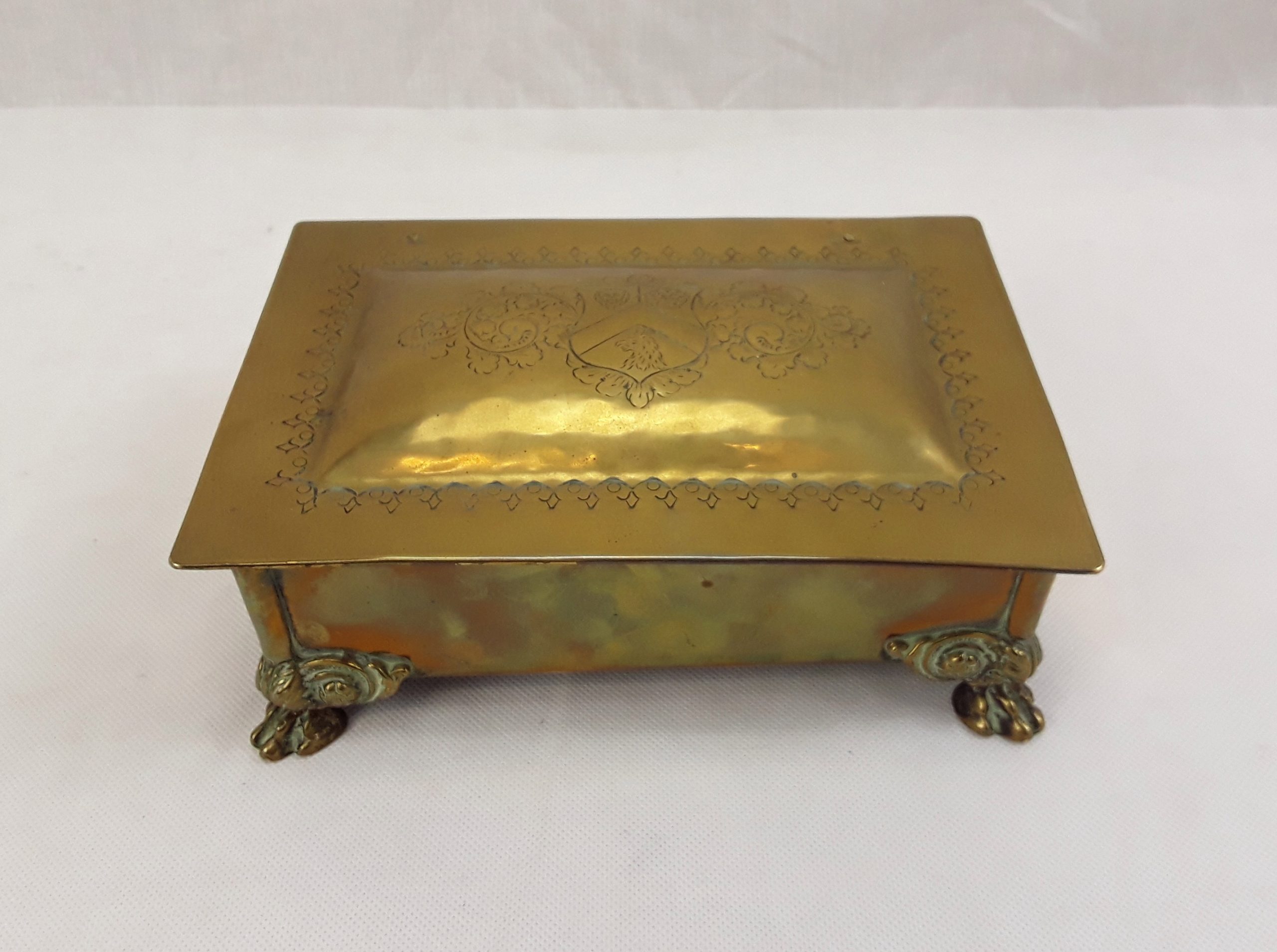 Antique Early 19 th Century Brass Tobacco Box In The Dutch Manner