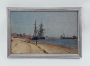 Martin Snape (Gosport Artist, 1852-1930) Attributed Oil On Board Painting Of Moored Shipping #1
