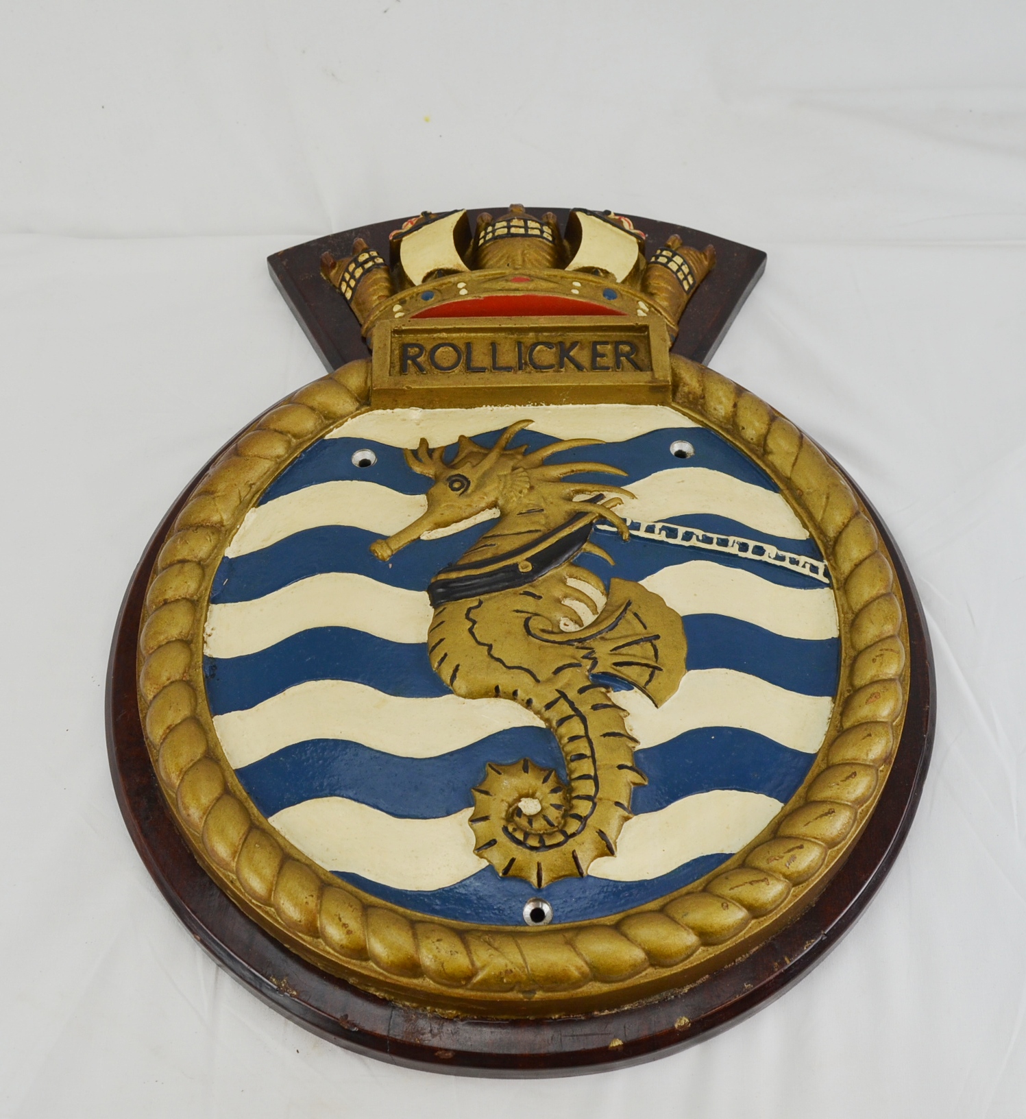 WW2 HMS Rollicker's Aluminium Ship's Crest