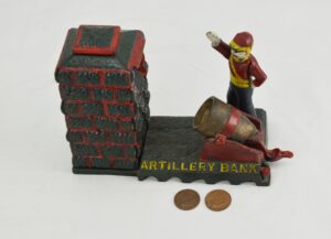 20th Century Cast-Iron Mechanical Artillery Bank