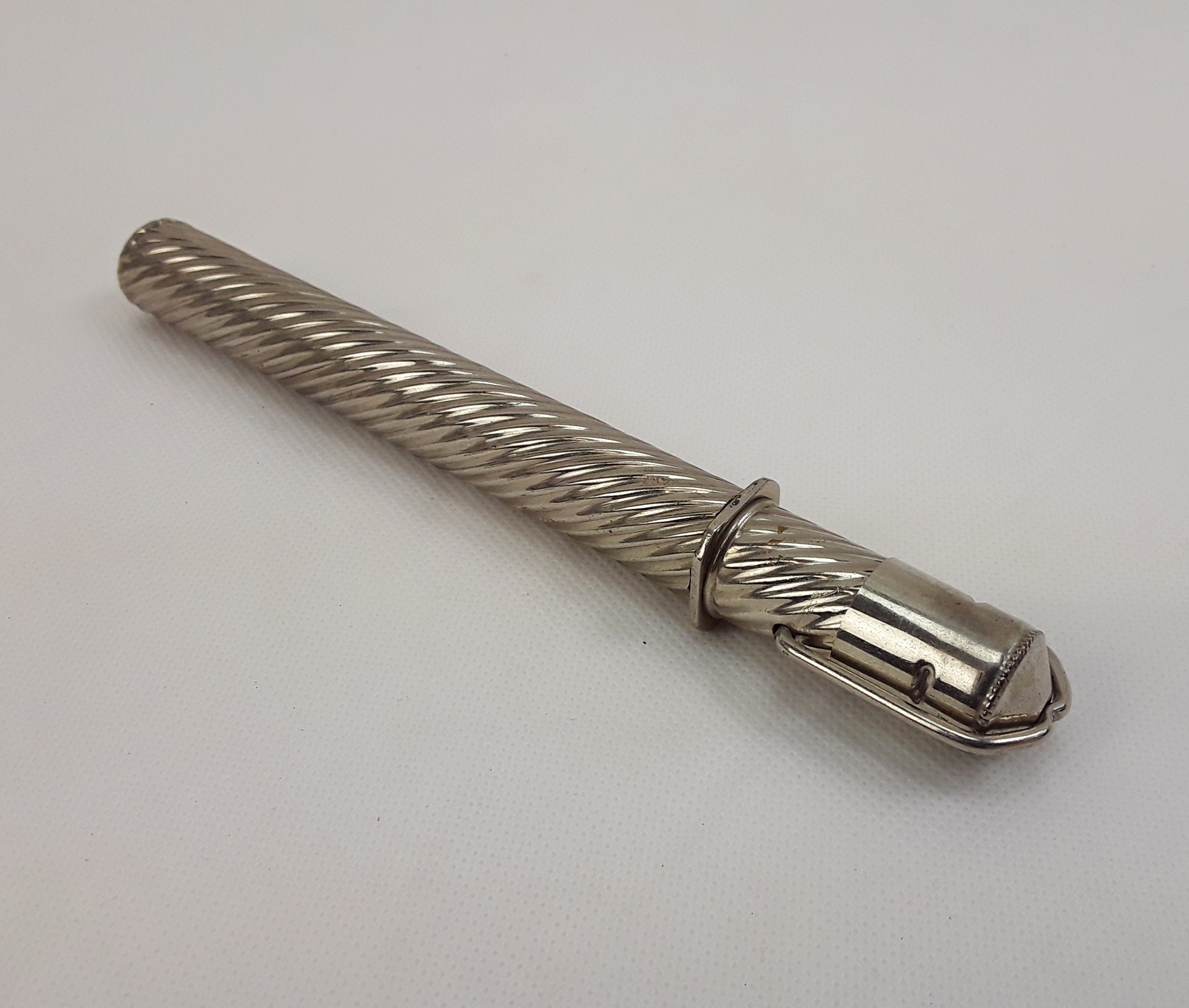 Early 20th Century Chromed Steel Travelling Inkwell With Pen And Pencil - Image 2