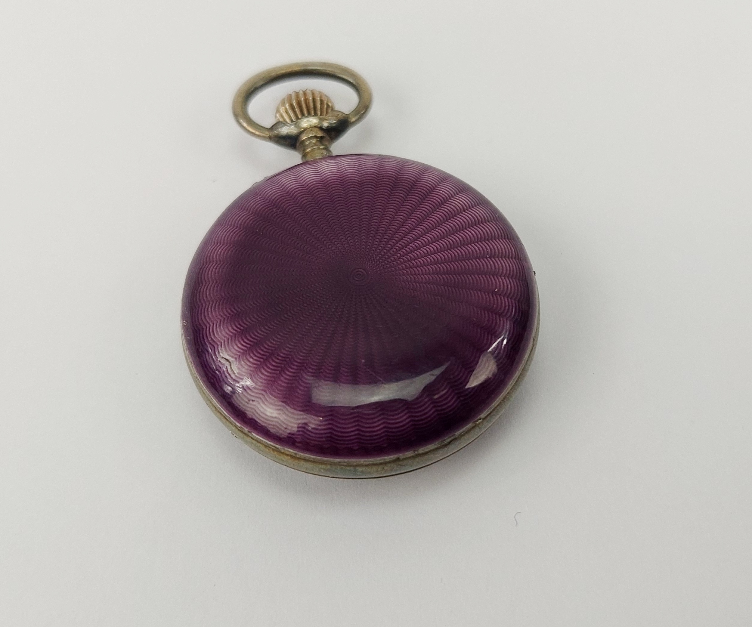 Ladies Guilloché Enamelled Manual Wind Pocket Watch - Image 3