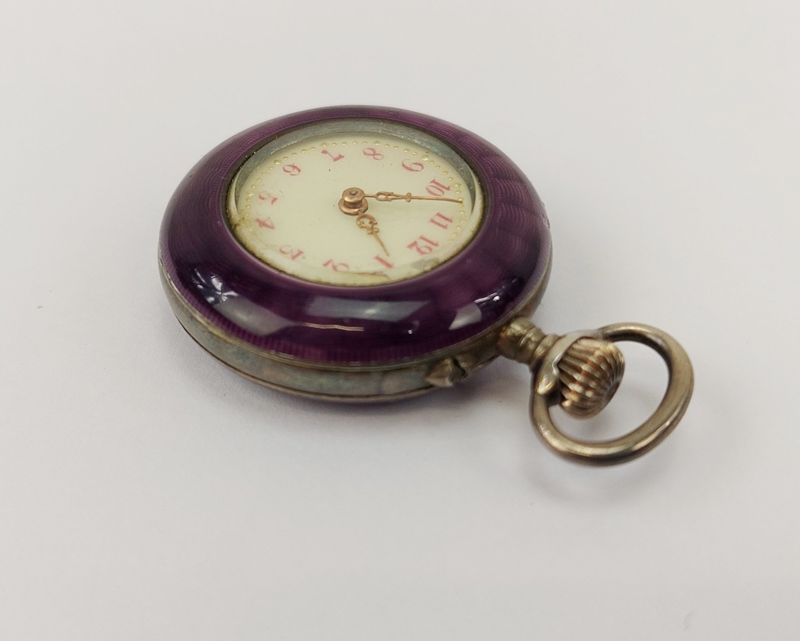 Ladies Guilloché Enamelled Manual Wind Pocket Watch - Image 5