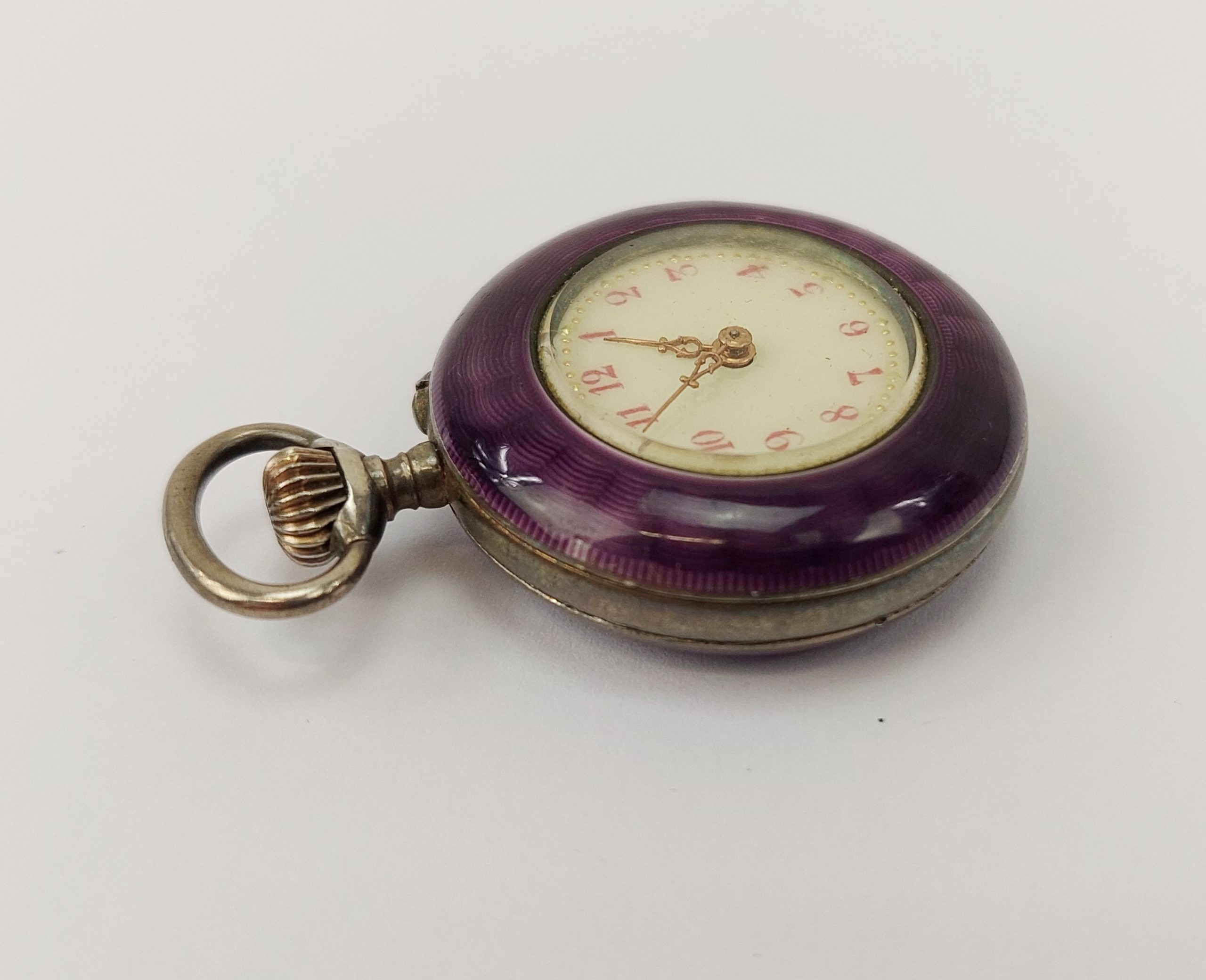Ladies Guilloché Enamelled Manual Wind Pocket Watch - Image 6