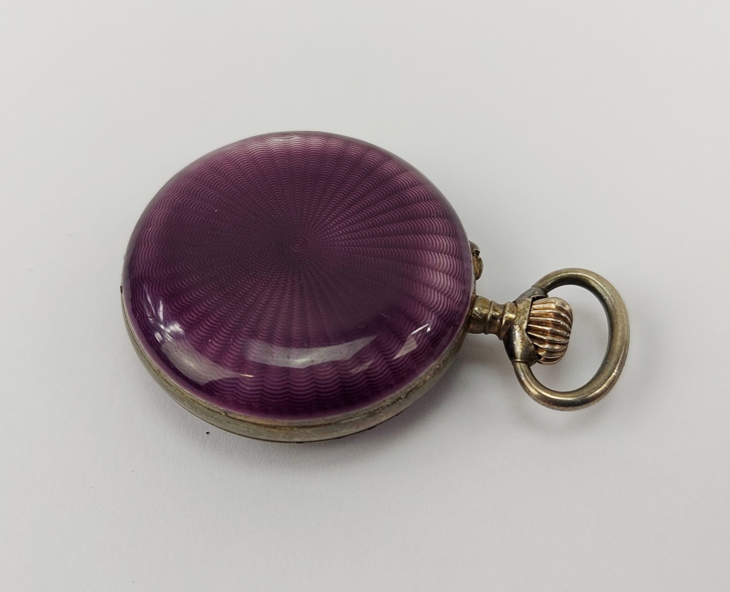 Ladies Guilloché Enamelled Manual Wind Pocket Watch - Image 8