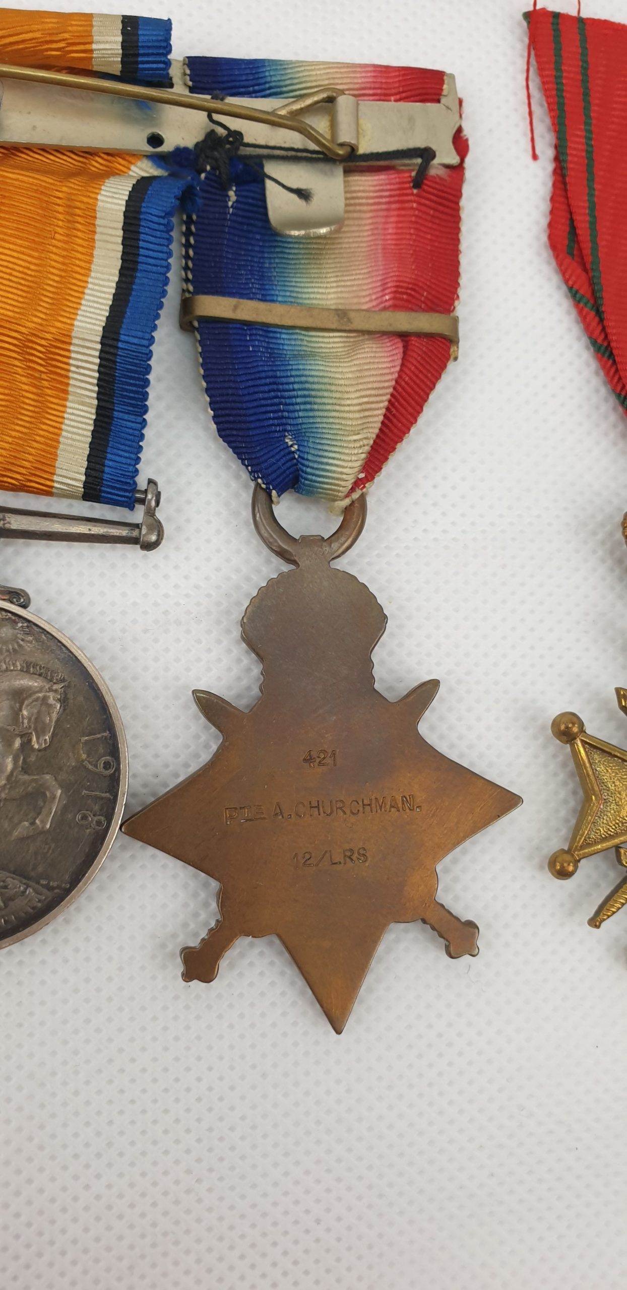 Low Numbered Private A. Churchman 12th Lancers WW1 1914 Mons Trio, Miniatures And Belgian Croix De Guerre - Image 6