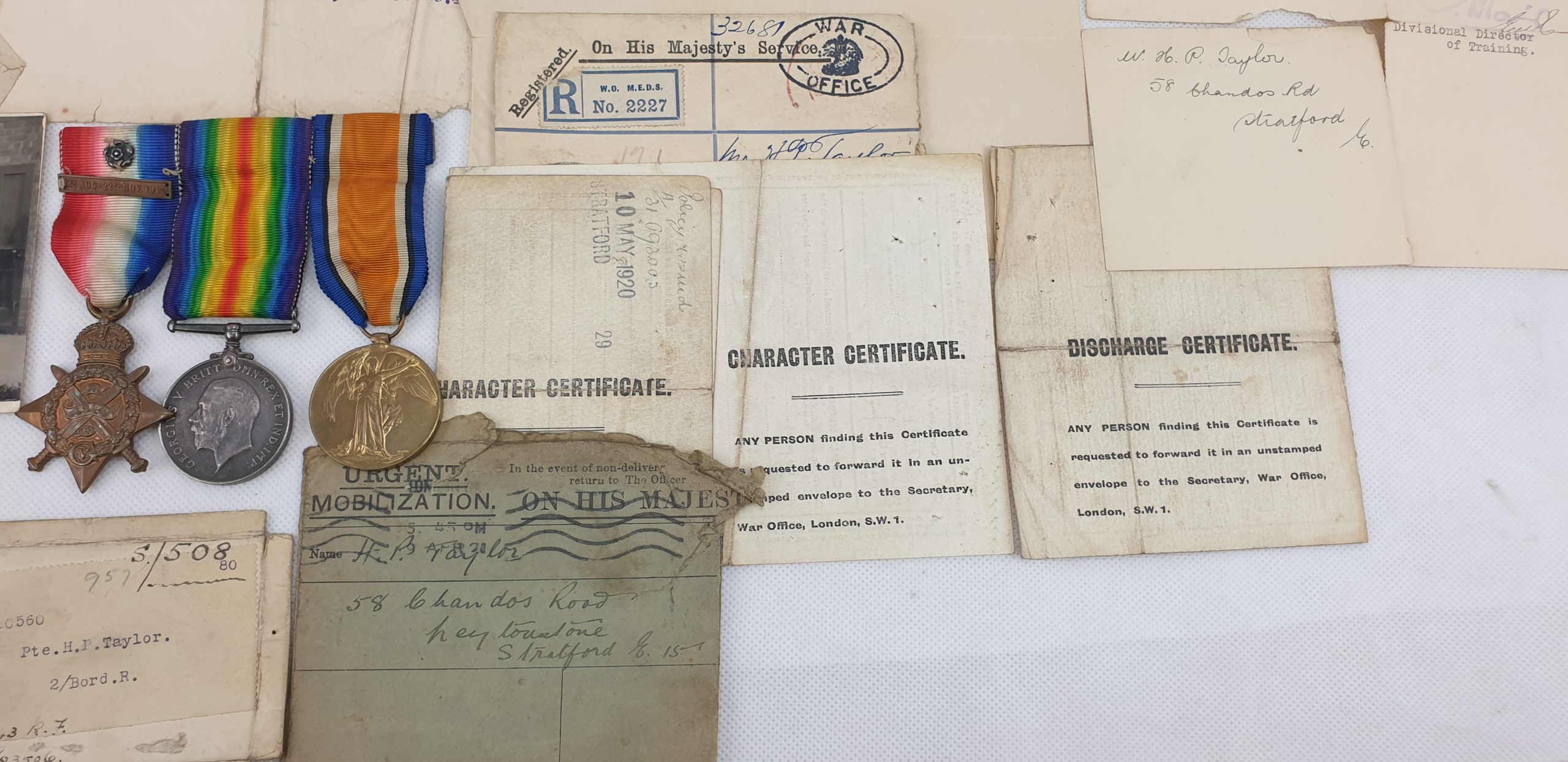 Private Henry P Taylor 10560 2nd Borders 1914 Star Mons Clasp Trio And Paper Work - Image 7