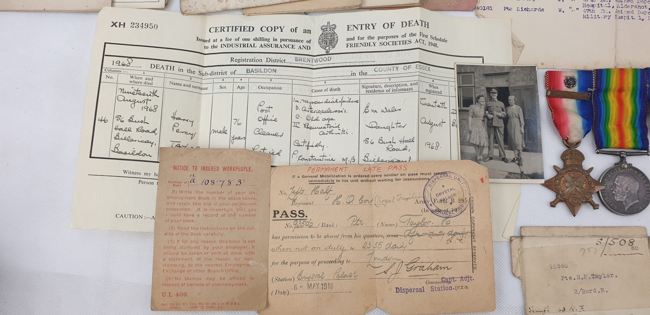 Private Henry P Taylor 10560 2nd Borders 1914 Star Mons Clasp Trio And Paper Work - Image 13