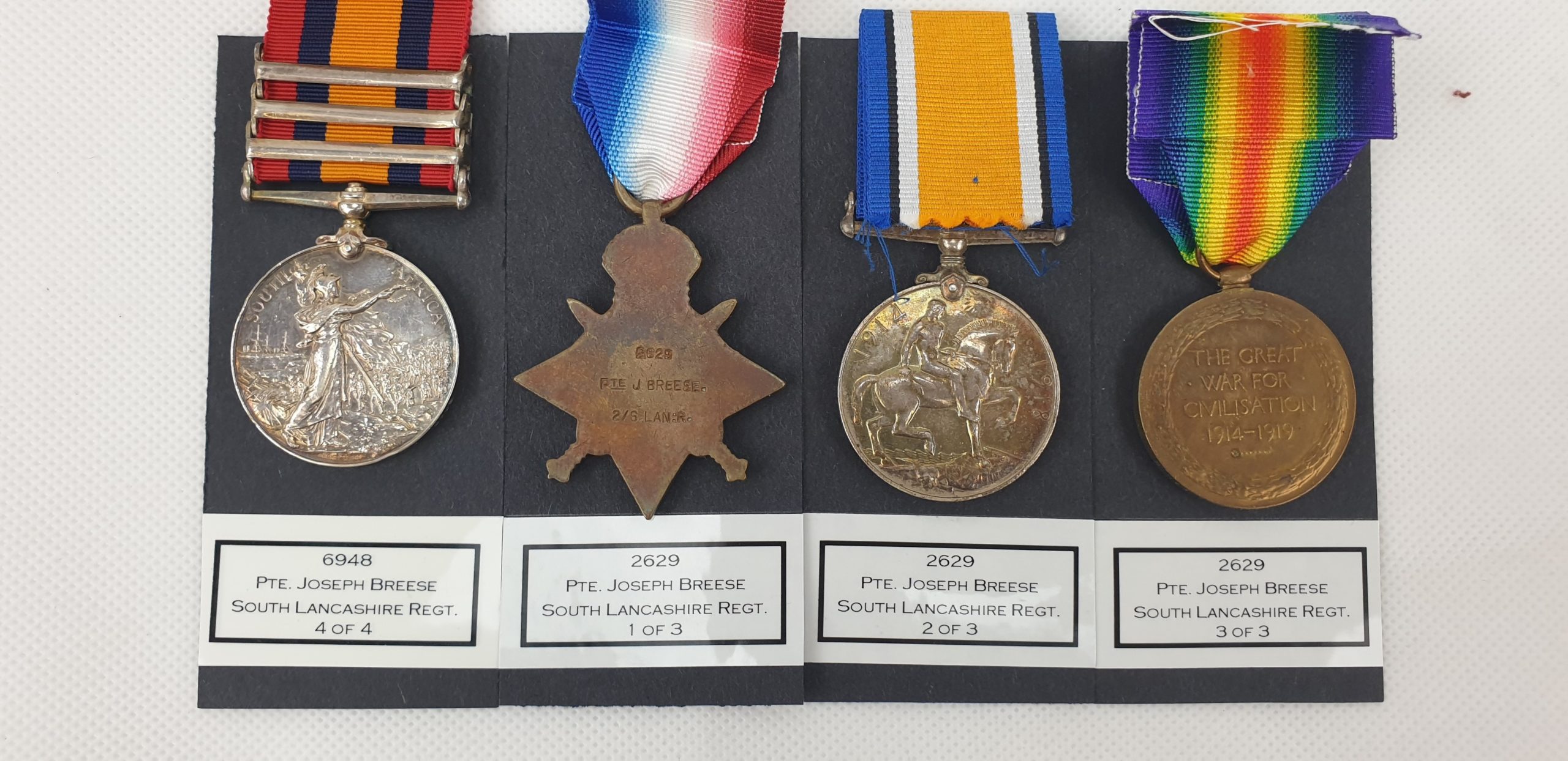 Private J. Breeze South Lancashire QSA South Africa Medal And WW1 1914 Trio - Image 2