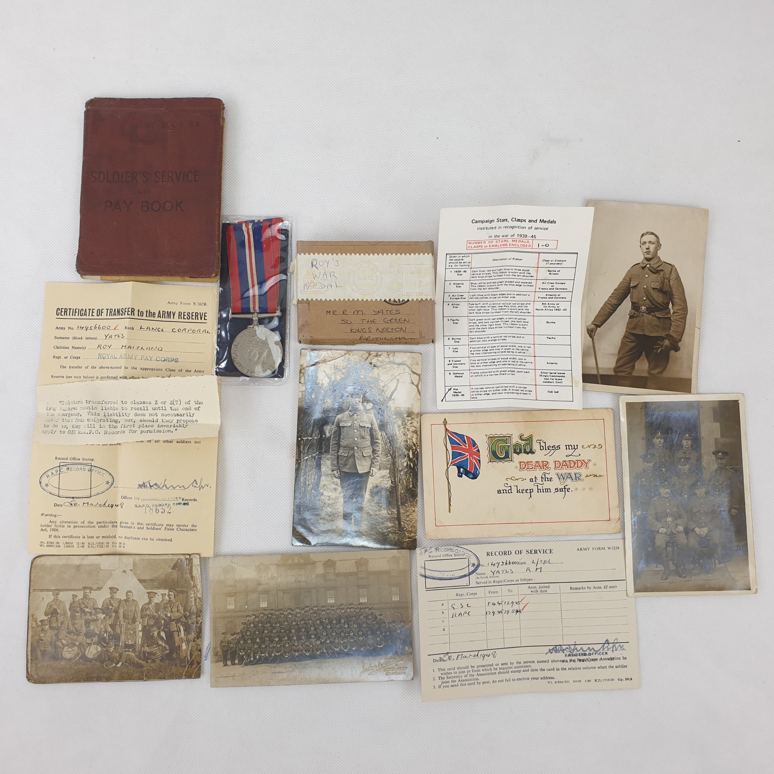 Private Roy Yates WW2 War Medal Plus Service Book - Image 14