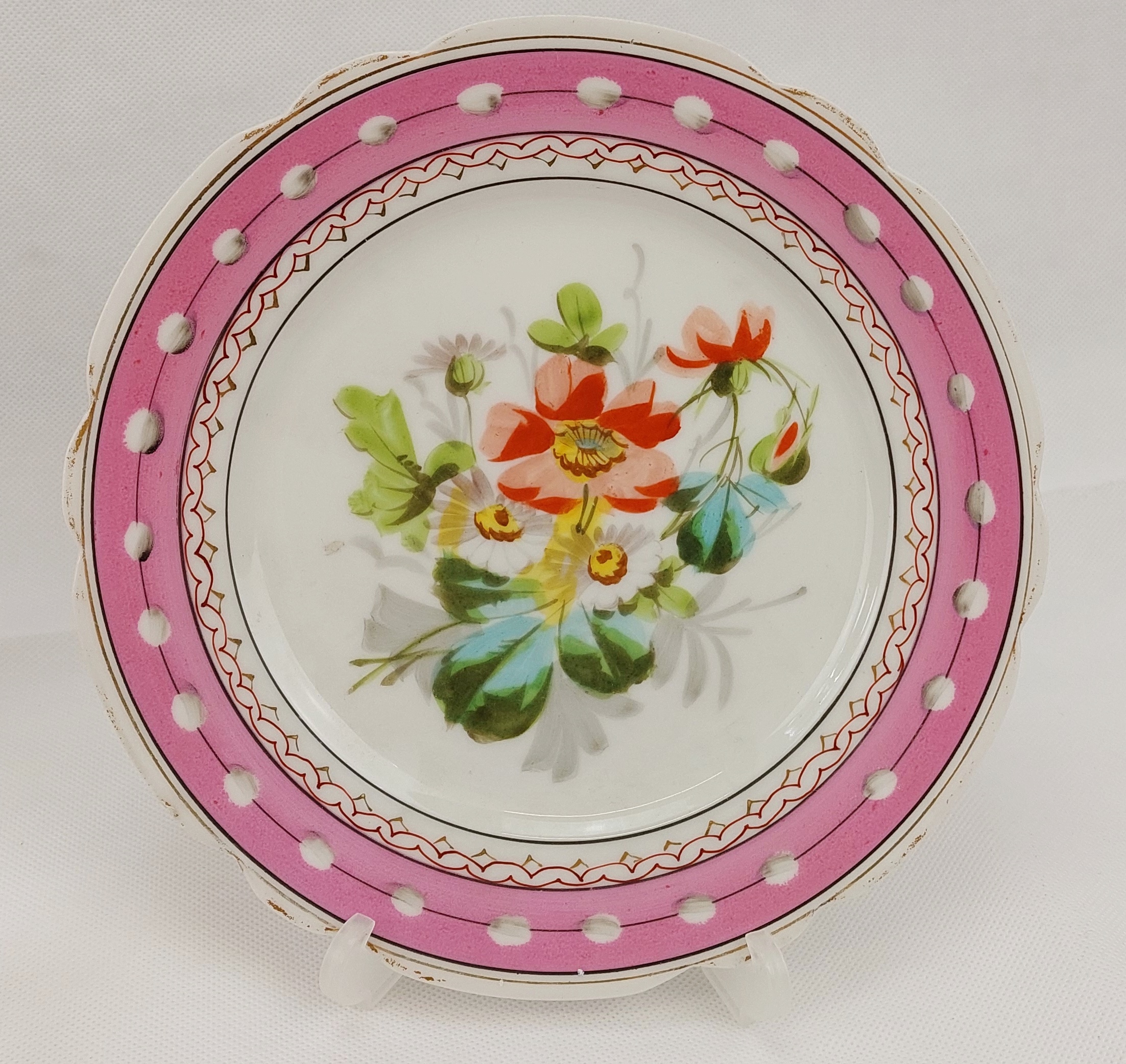 Set Of 6 Circa 1870 Hand Painted Hard Paste Porcelain Plates - Image 2