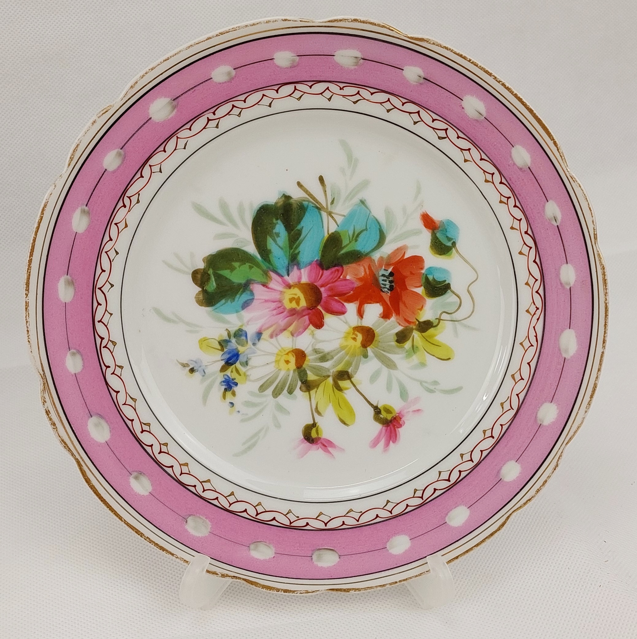 Set Of 6 Circa 1870 Hand Painted Hard Paste Porcelain Plates - Image 3