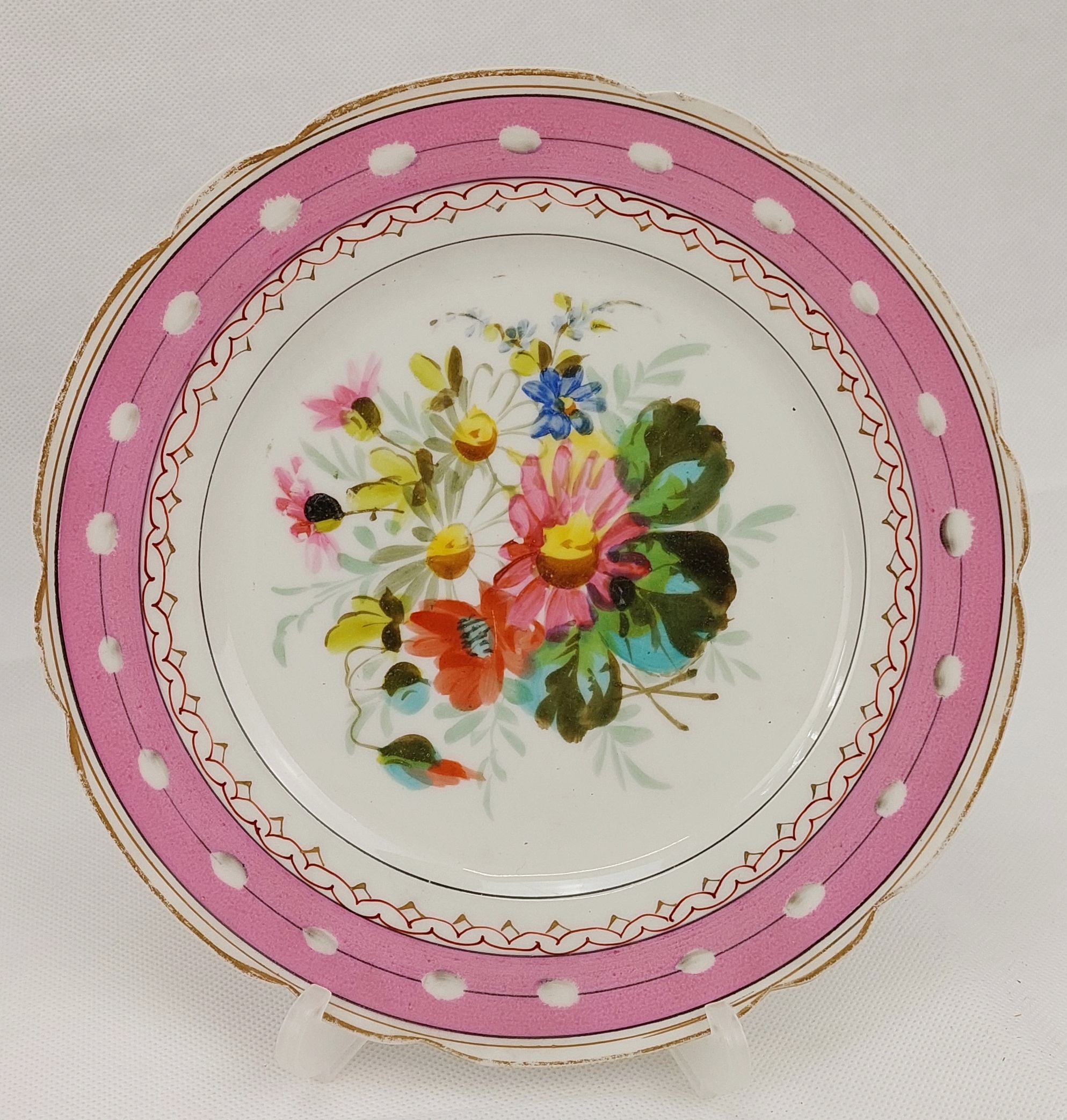 Set Of 6 Circa 1870 Hand Painted Hard Paste Porcelain Plates - Image 4