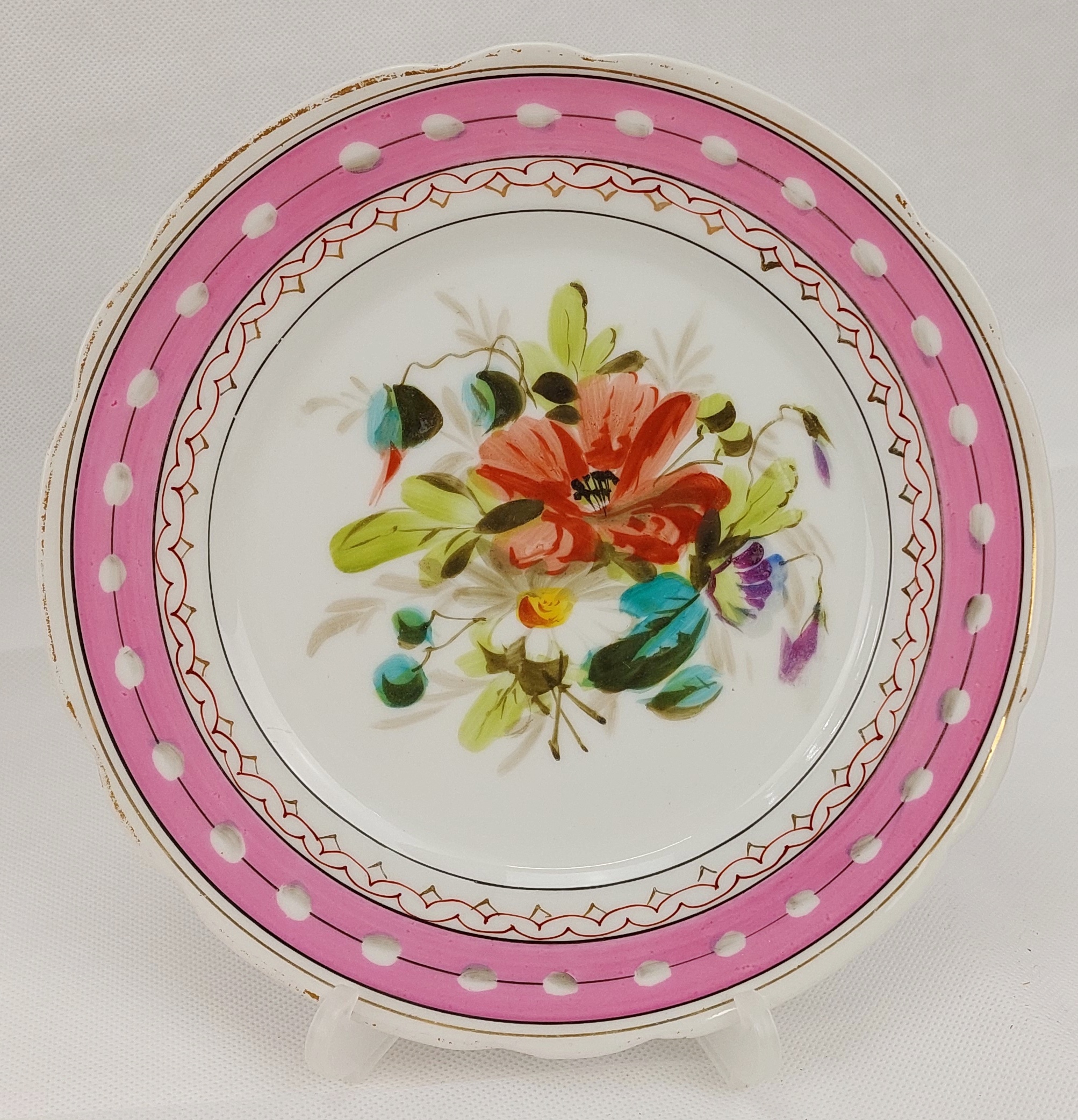 Set Of 6 Circa 1870 Hand Painted Hard Paste Porcelain Plates - Image 5