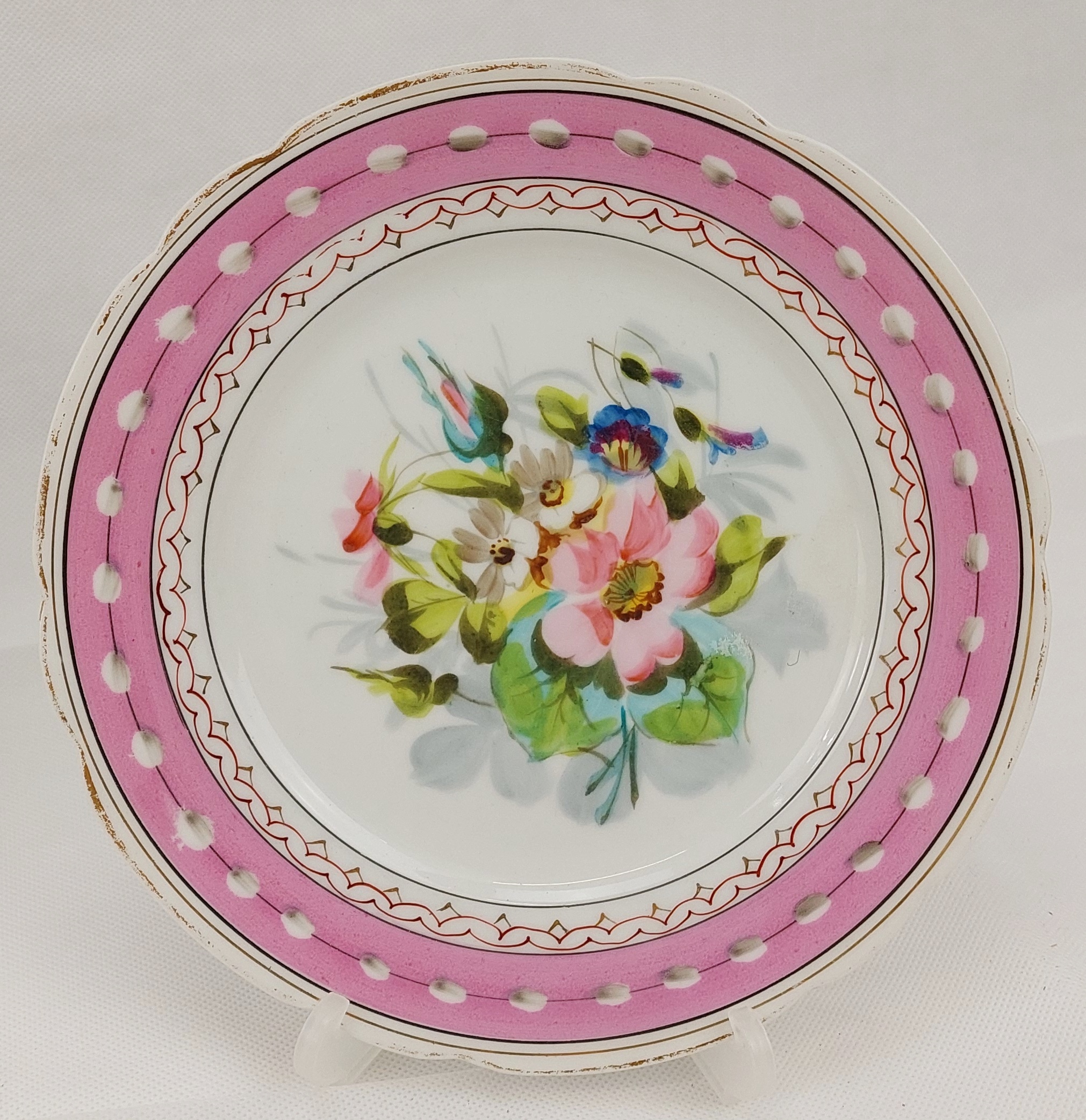 Set Of 6 Circa 1870 Hand Painted Hard Paste Porcelain Plates - Image 6