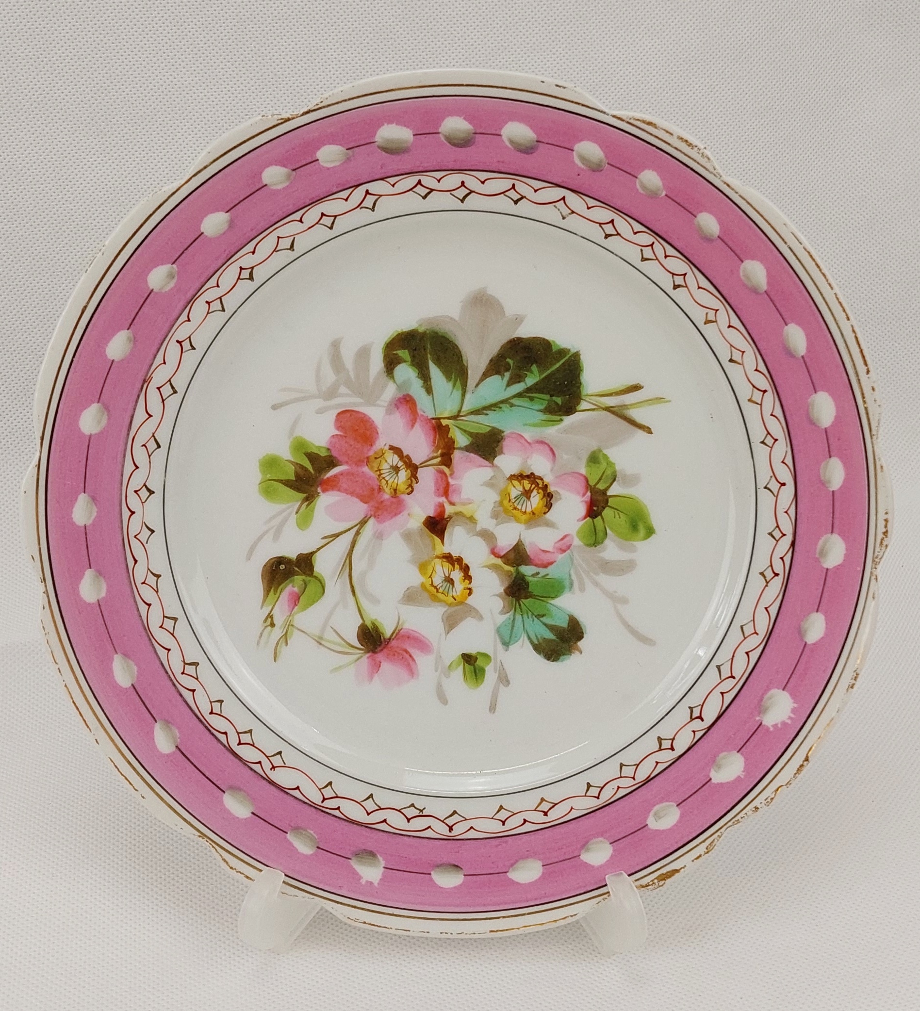 Set Of 6 Circa 1870 Hand Painted Hard Paste Porcelain Plates - Image 7