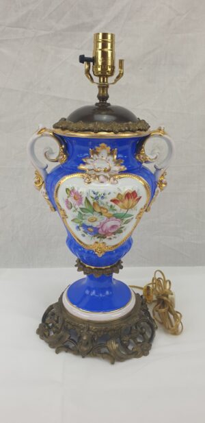 Sevres Style Urn Vase With Ornate Ormolu Mounts Porcelain Table Lamp