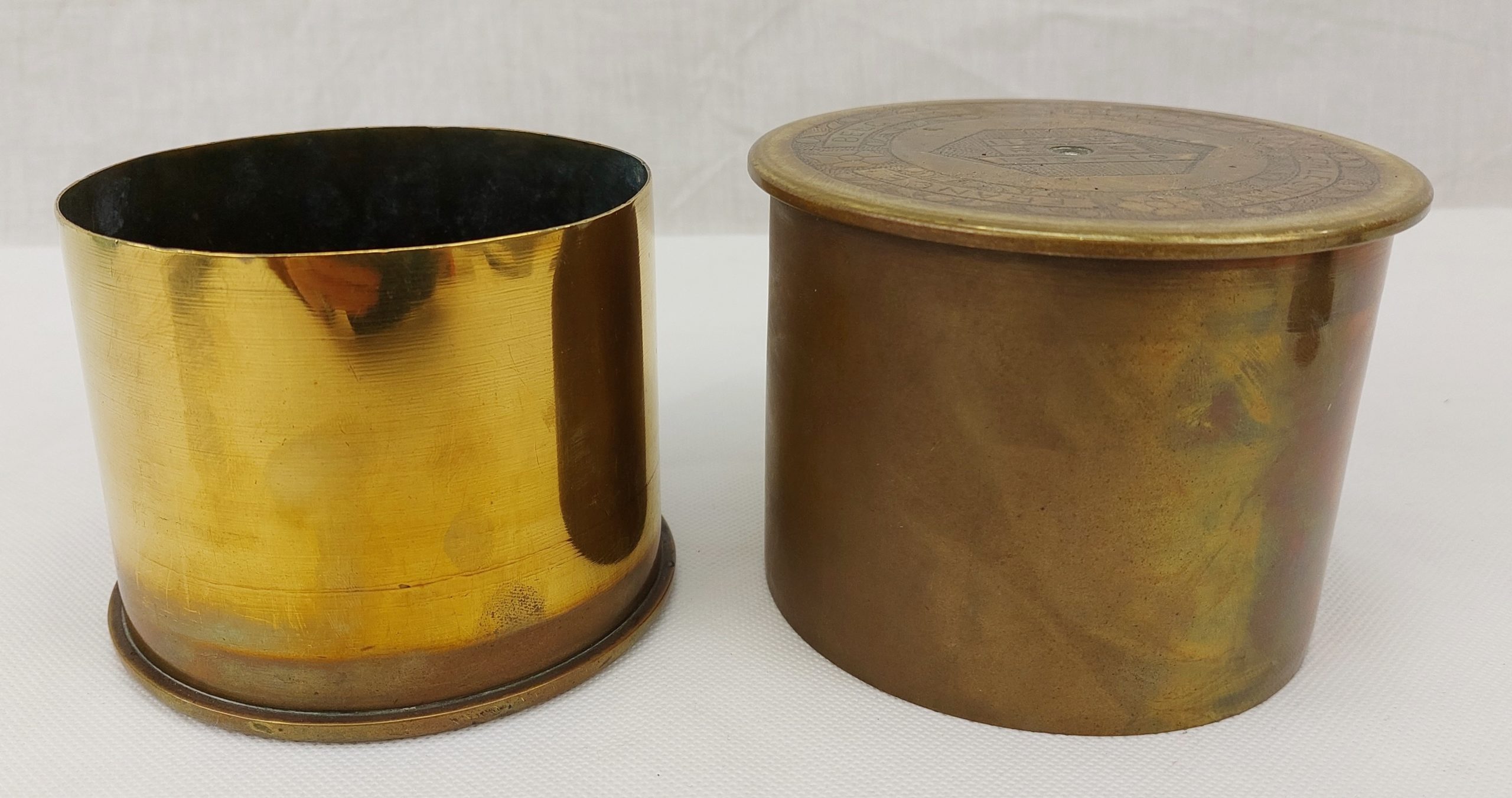 1915 1919 Royal Engineers France Belgium Egypt Palestine Brass Trench Art Tobacco Jar - Image 5
