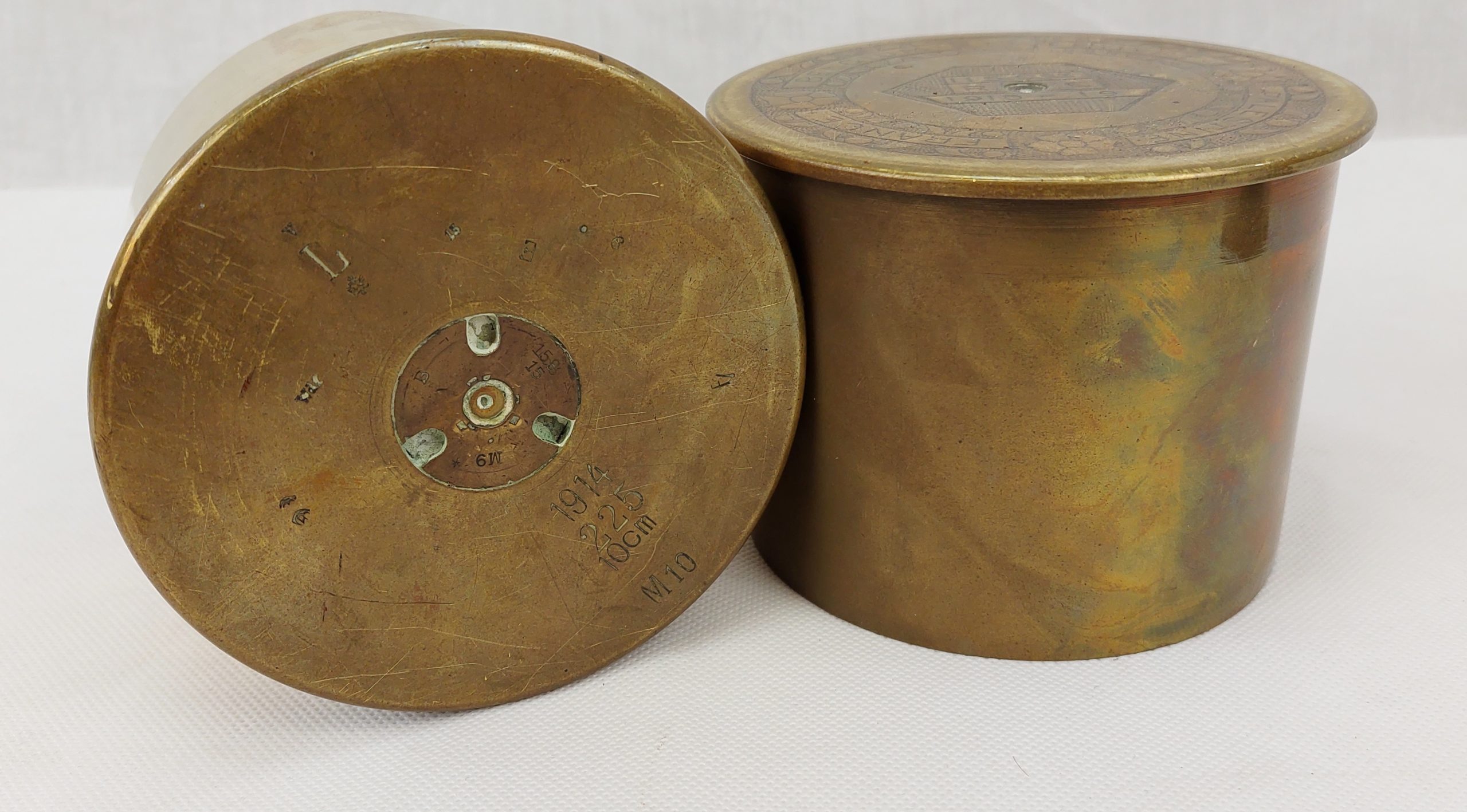 1915 1919 Royal Engineers France Belgium Egypt Palestine Brass Trench Art Tobacco Jar - Image 8