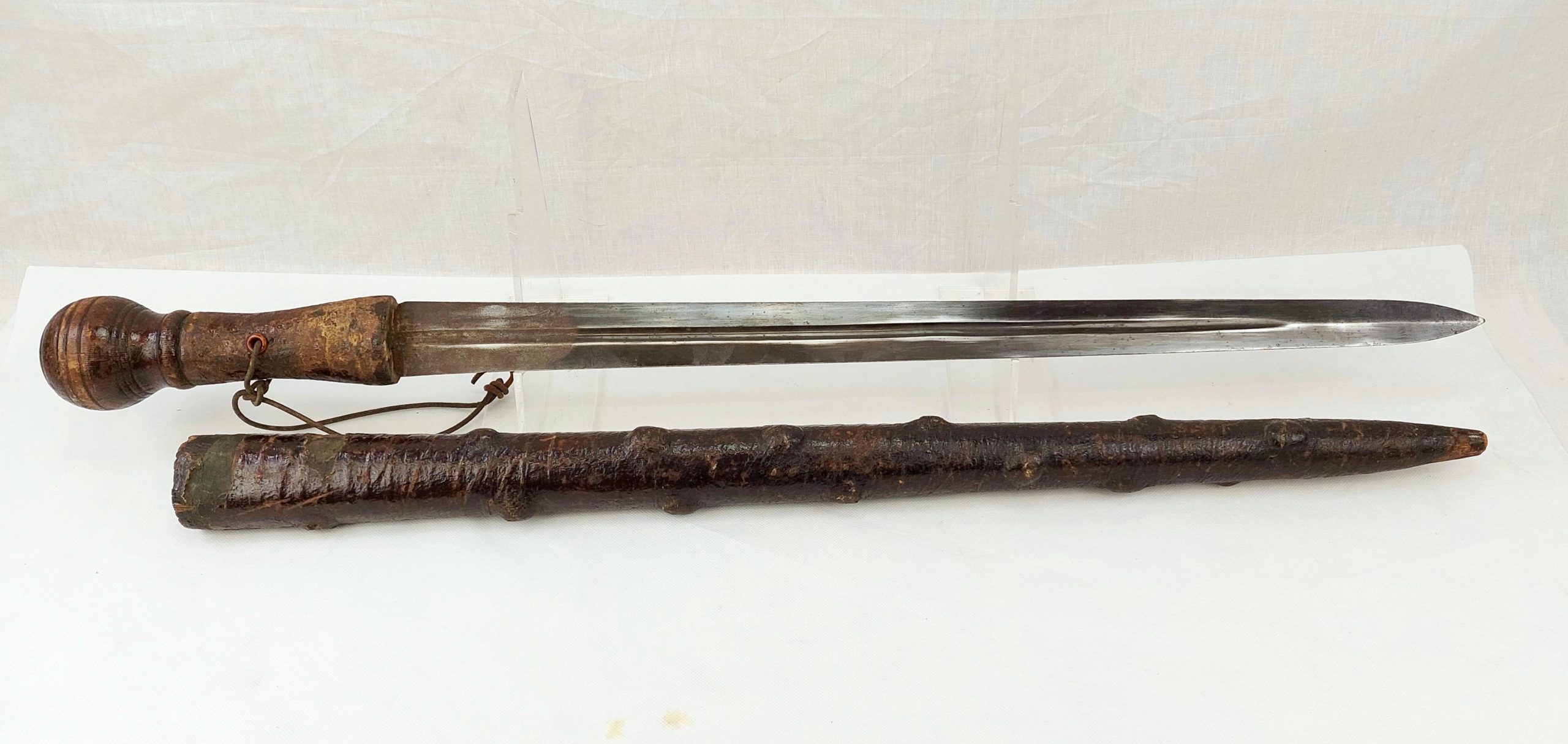 Circa 1800 Welsh Club With Wide Bladed Sword