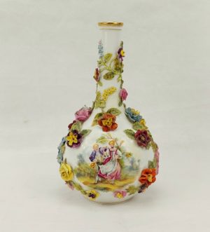 Circa 1895 Carl Thieme Of Potschappel Germany Flower Encrusted Vase