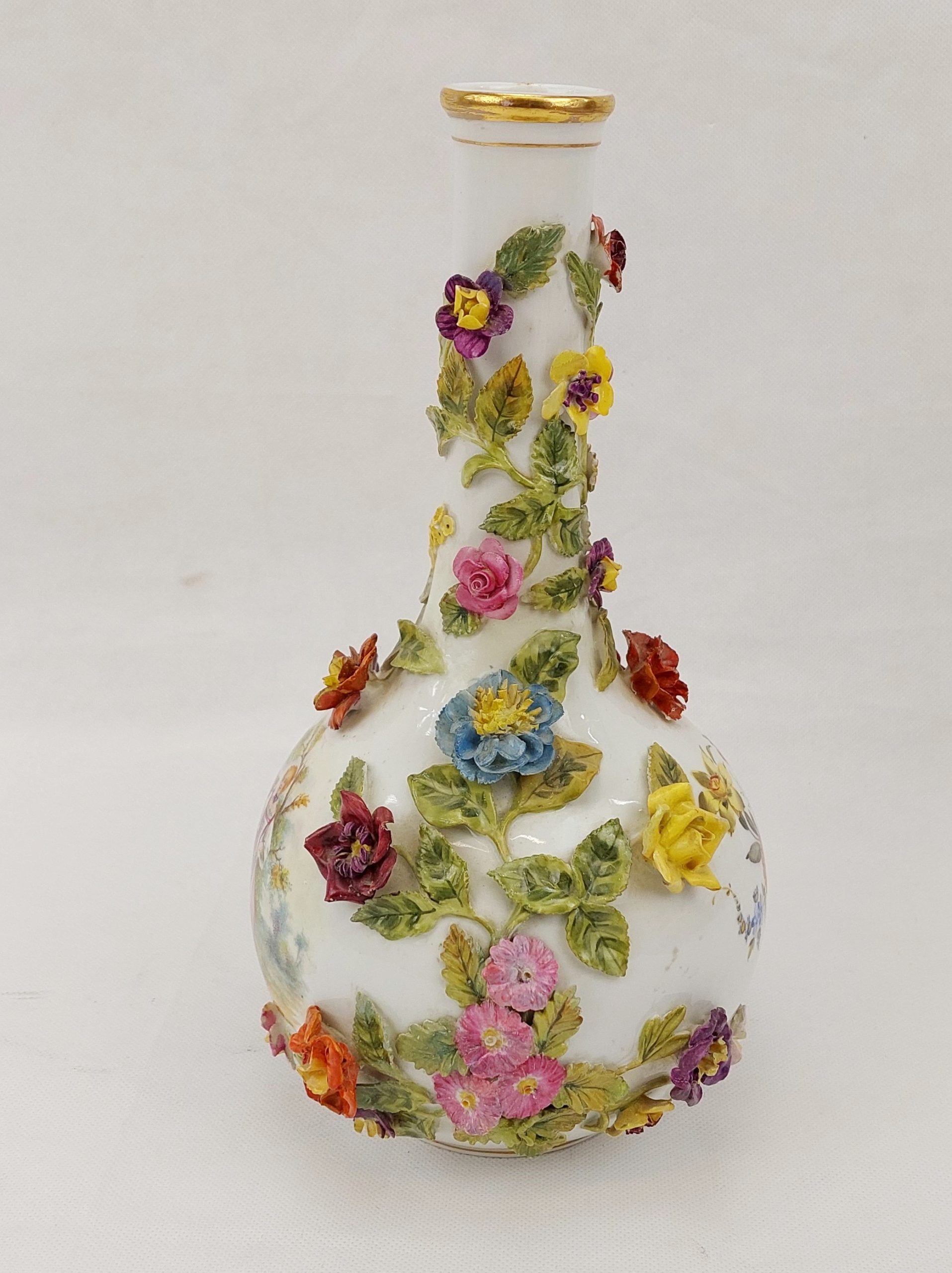 Circa 1895 Carl Thieme Of Potschappel Germany Flower Encrusted Vase - Image 4