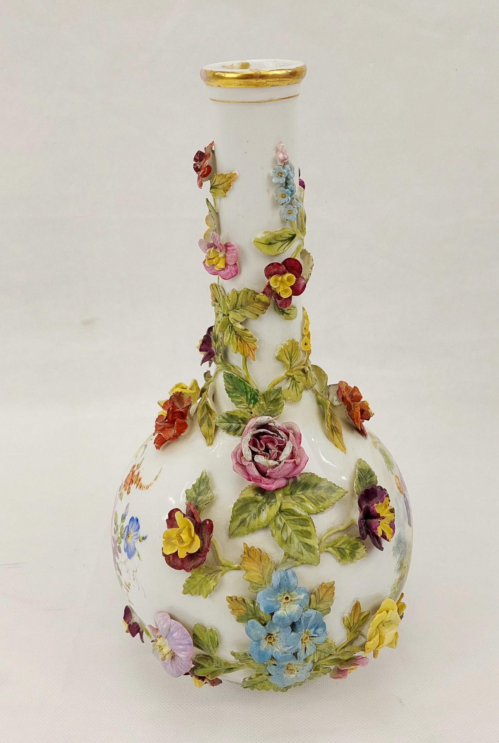 Circa 1895 Carl Thieme Of Potschappel Germany Flower Encrusted Vase - Image 3