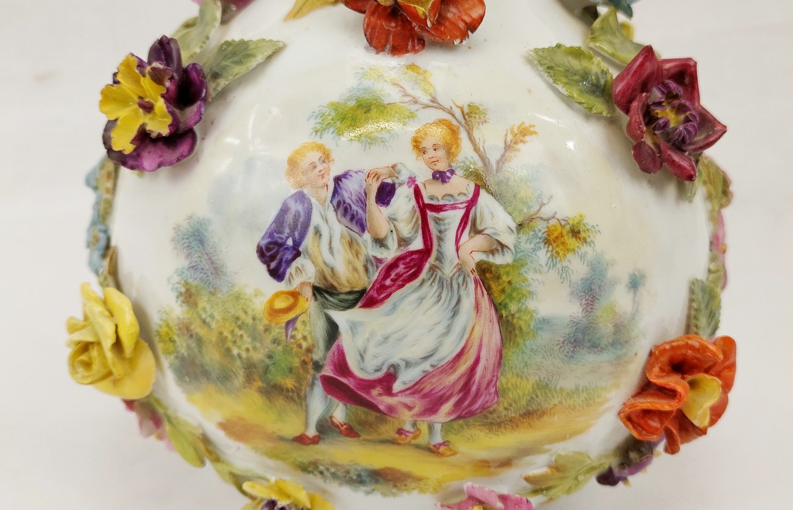 Circa 1895 Carl Thieme Of Potschappel Germany Flower Encrusted Vase - Image 10