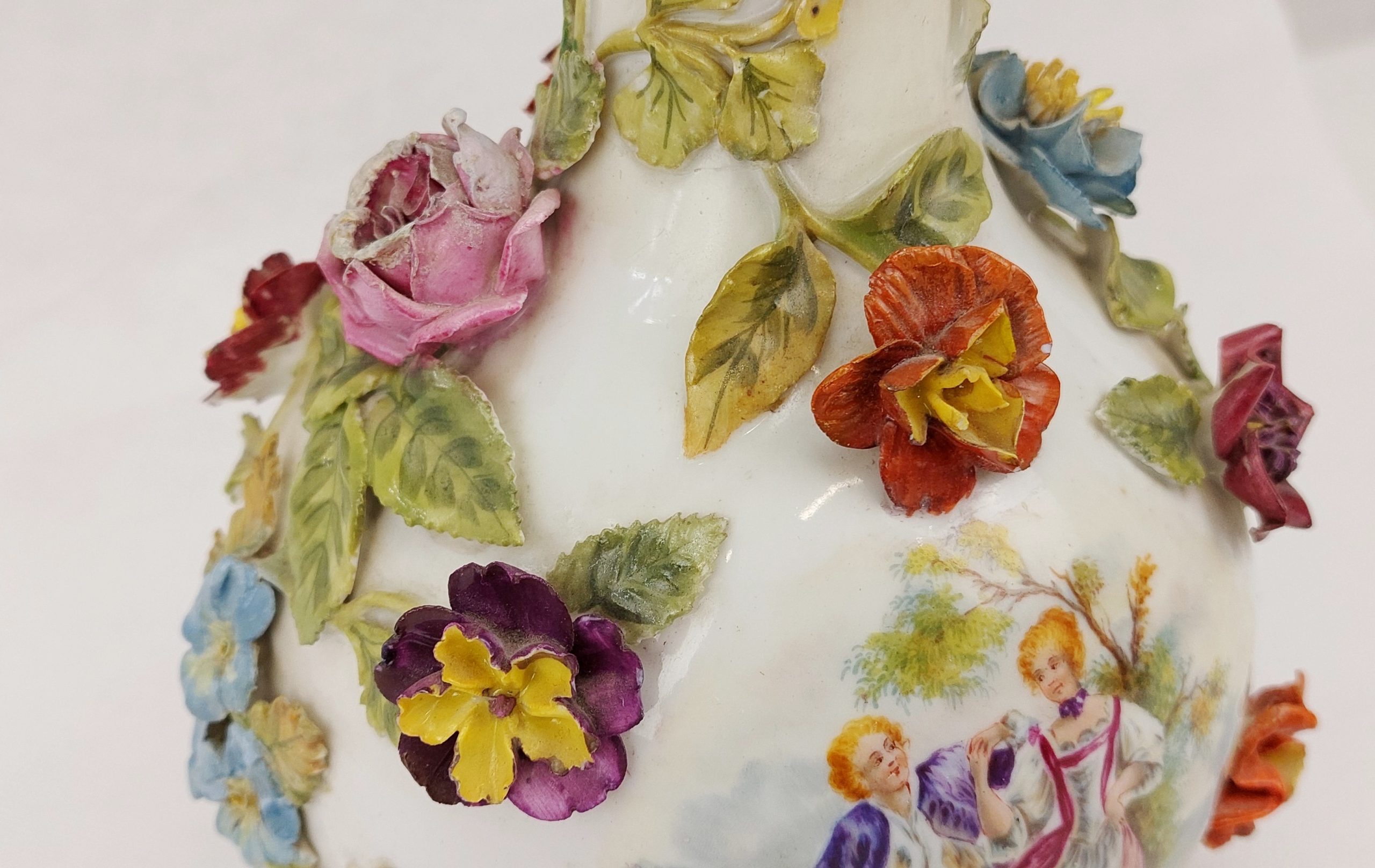 Circa 1895 Carl Thieme Of Potschappel Germany Flower Encrusted Vase - Image 8