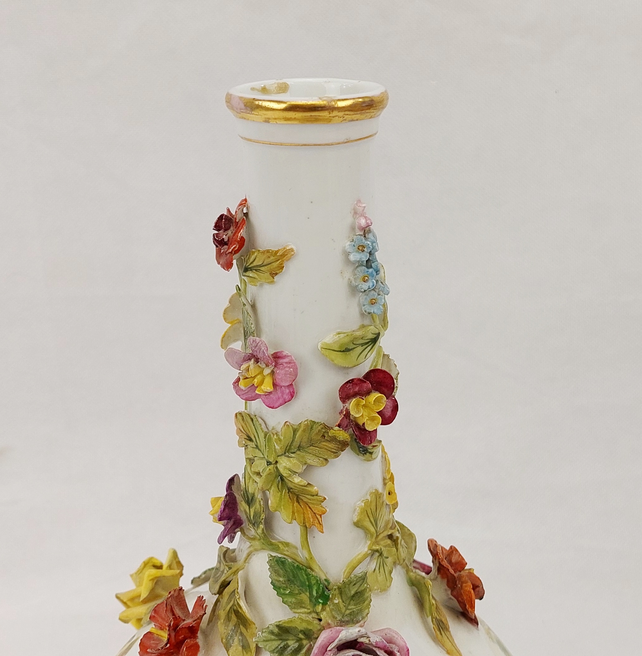 Circa 1895 Carl Thieme Of Potschappel Germany Flower Encrusted Vase - Image 5