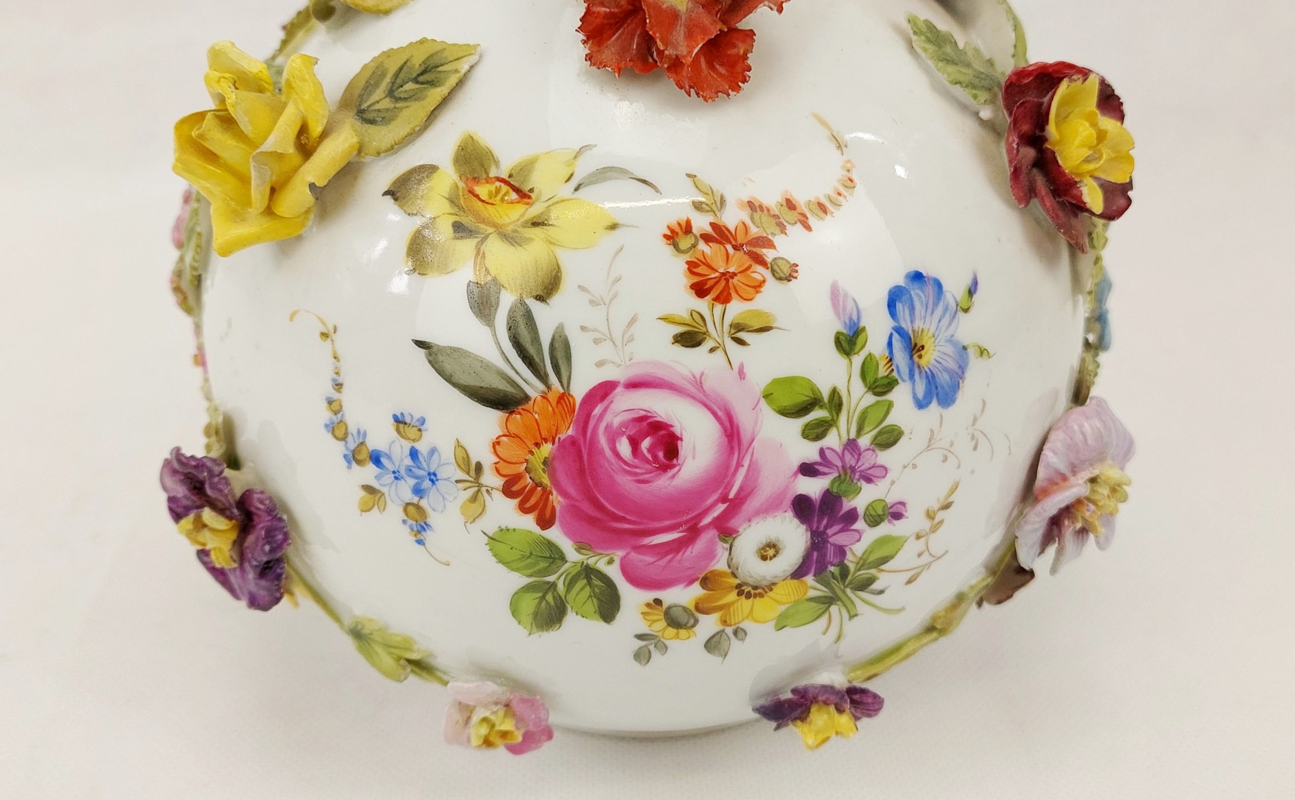 Circa 1895 Carl Thieme Of Potschappel Germany Flower Encrusted Vase - Image 9