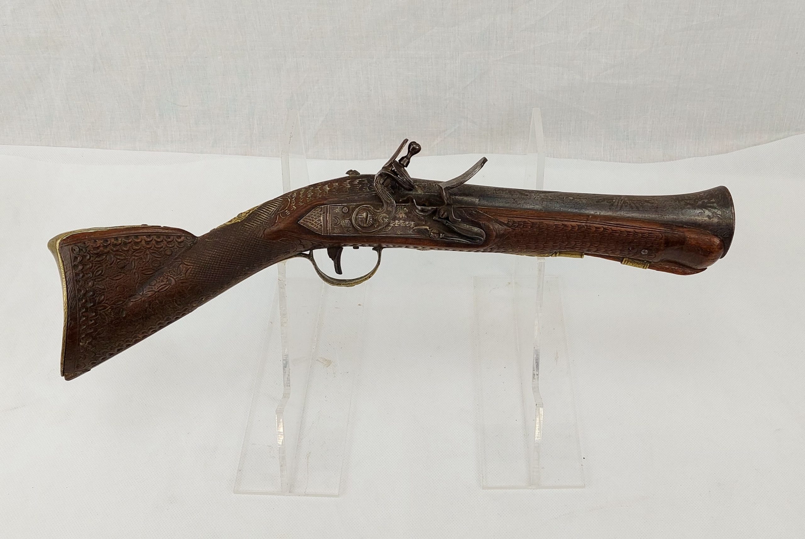 Finely Carved 19th Century Ottoman Empire Blunderbuss Holster Flintlock Pistol