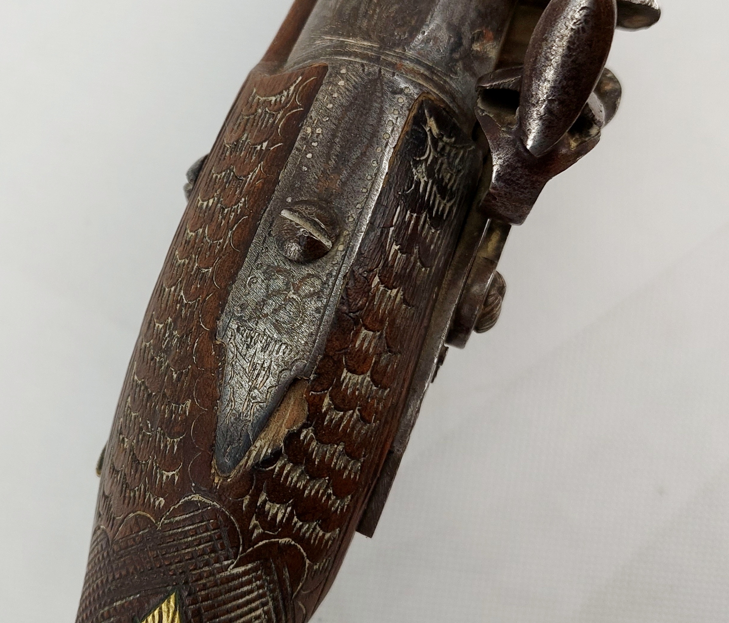 Finely Carved 19th Century Ottoman Empire Blunderbuss Holster Flintlock Pistol - Image 8