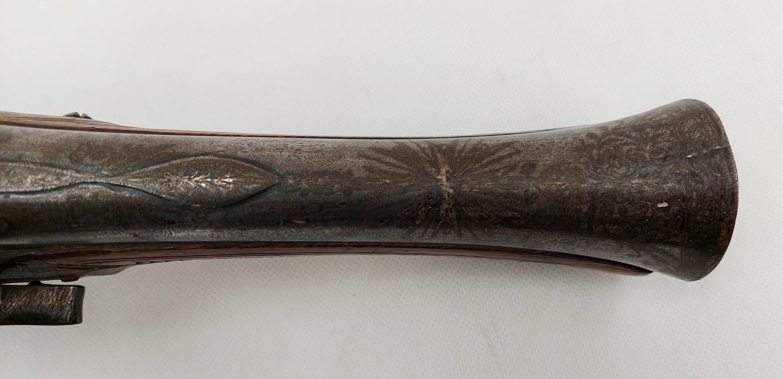 Finely Carved 19th Century Ottoman Empire Blunderbuss Holster Flintlock Pistol - Image 12