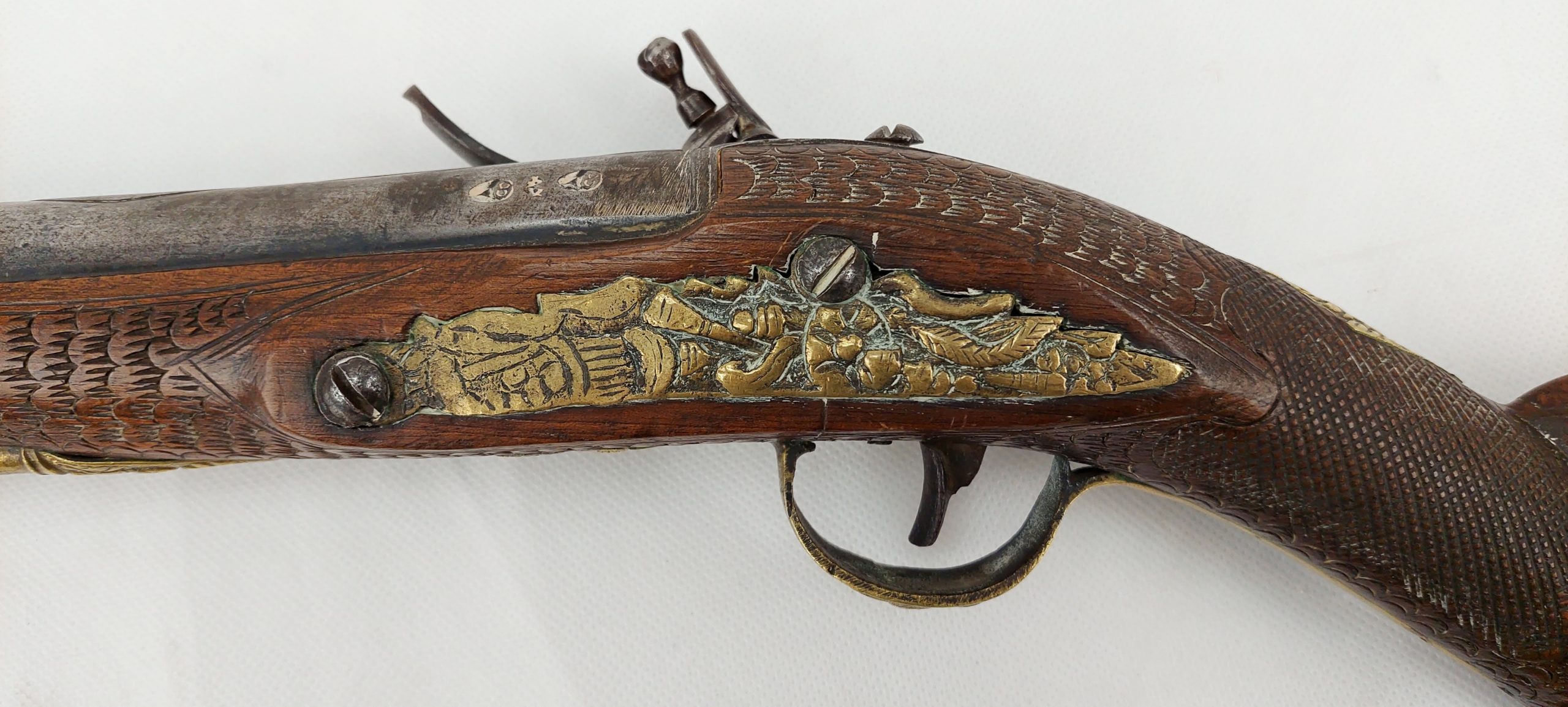 Finely Carved 19th Century Ottoman Empire Blunderbuss Holster Flintlock Pistol - Image 4