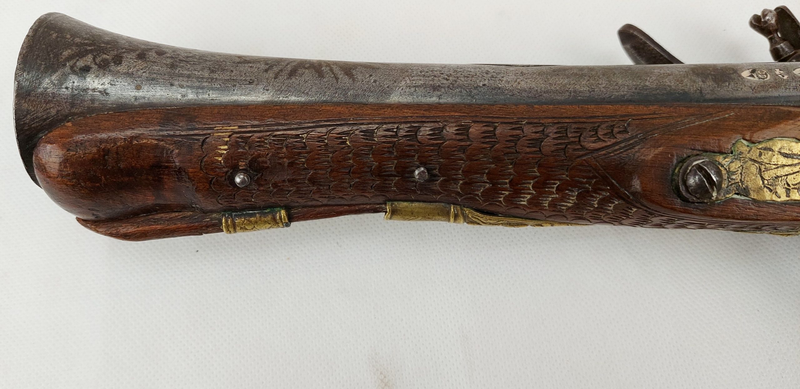 Finely Carved 19th Century Ottoman Empire Blunderbuss Holster Flintlock Pistol - Image 11
