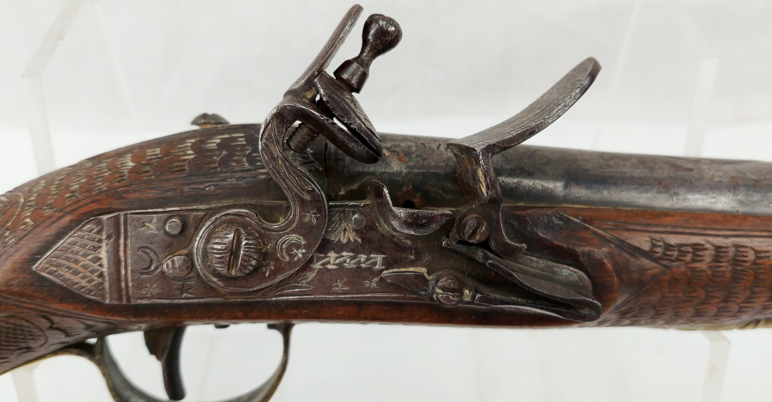 Finely Carved 19th Century Ottoman Empire Blunderbuss Holster Flintlock Pistol - Image 2