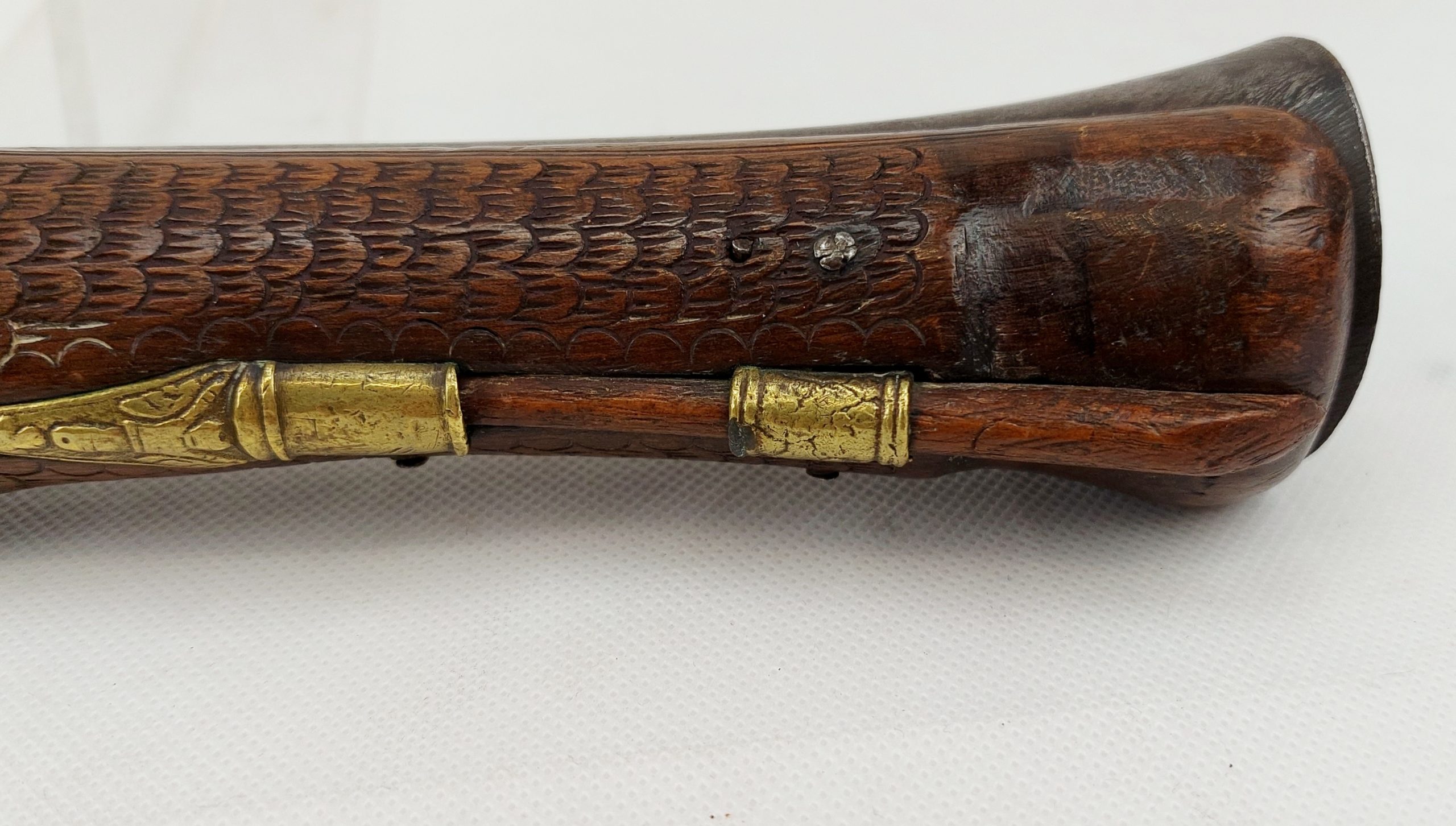 Finely Carved 19th Century Ottoman Empire Blunderbuss Holster Flintlock Pistol - Image 15