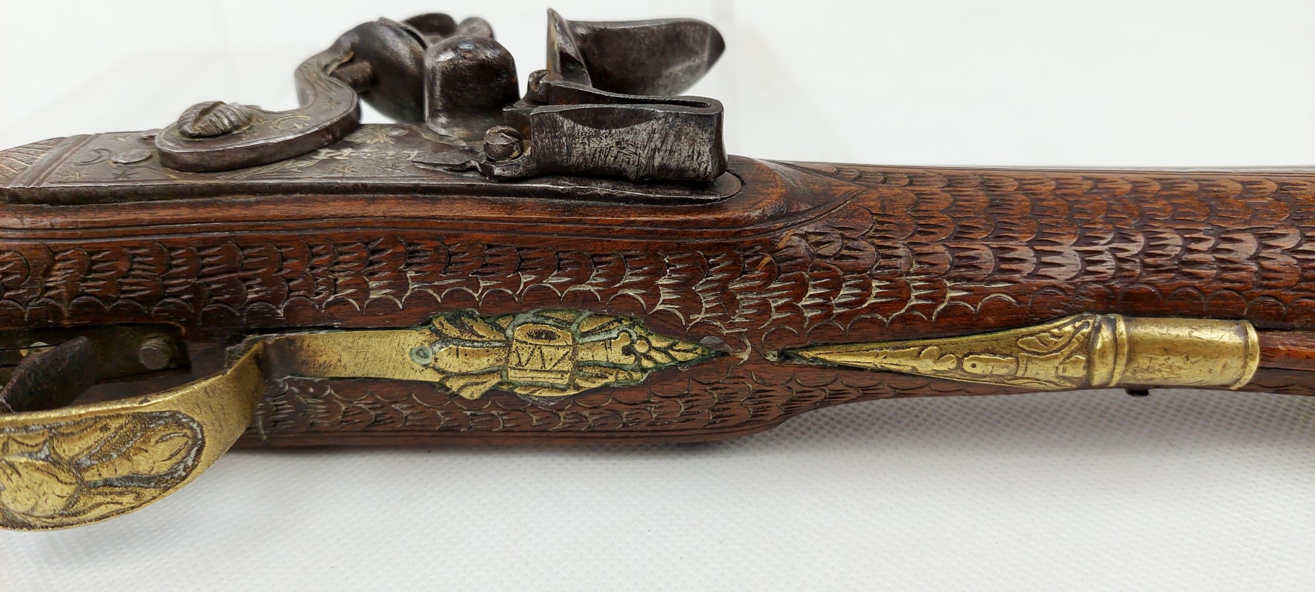 Finely Carved 19th Century Ottoman Empire Blunderbuss Holster Flintlock Pistol - Image 6