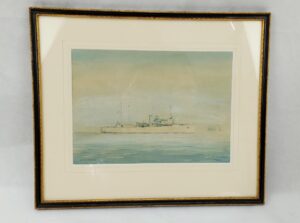 HMS Boxer LST Landing Ship Tank 1943 1958 Watercolour By Eric Tufnell*