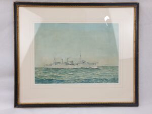 HMS Resource Fleet Depot Repair Ship 1928 1954 Watercolour By Eric Tufnell*