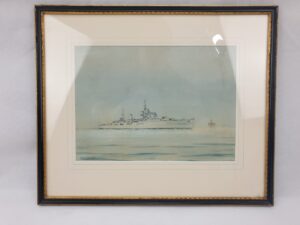 HMS Superb Minotaur Class Light Cruiser 1945 1957 Watercolour By Eric Tufnell*
