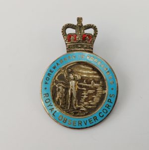 Royal Observer Corps Silver & Enamel Badge c1963