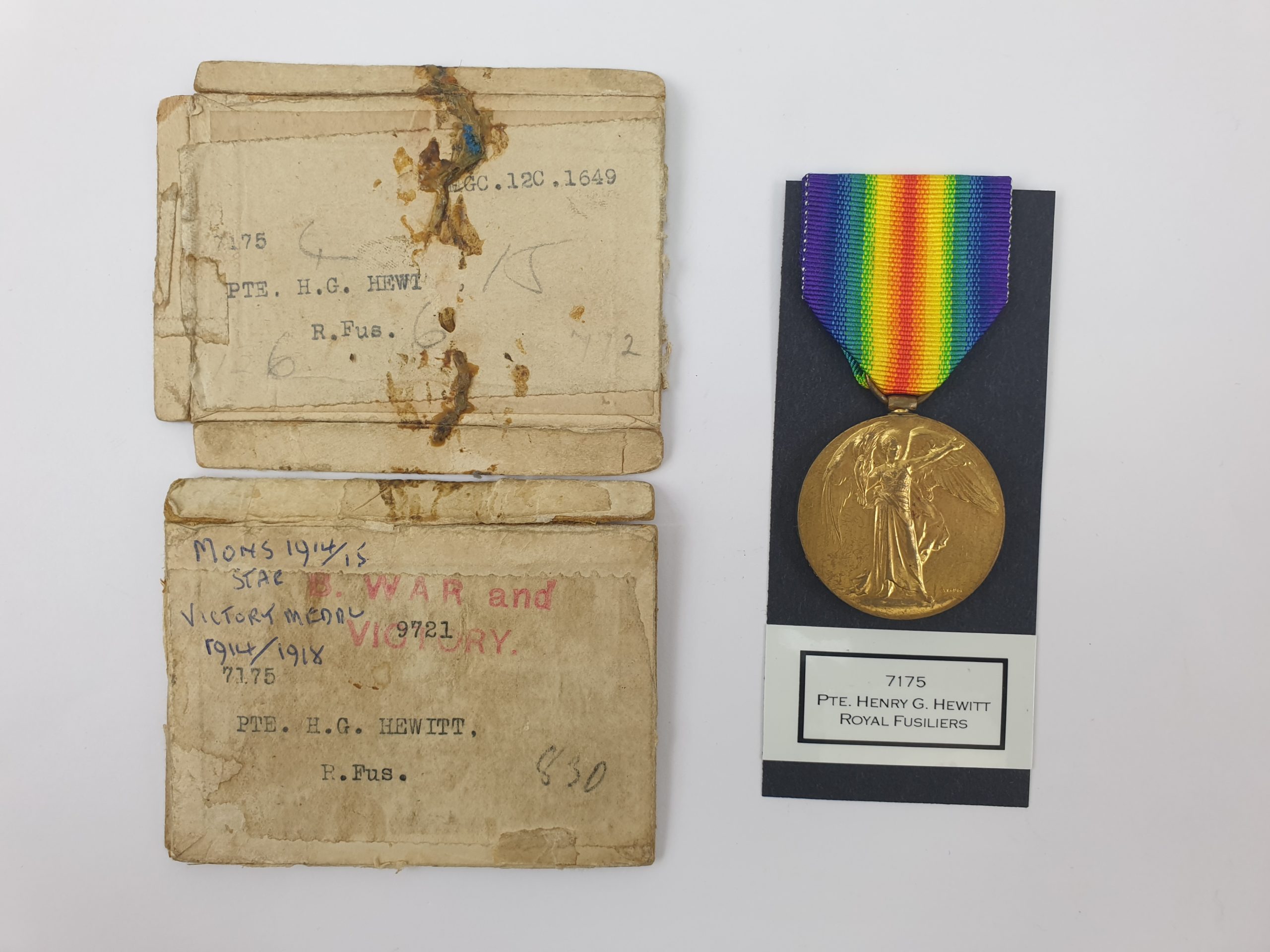 WW1 Victory Medal and Box to 7175 Pte Henry G. Hewitt Royal Fusiliers