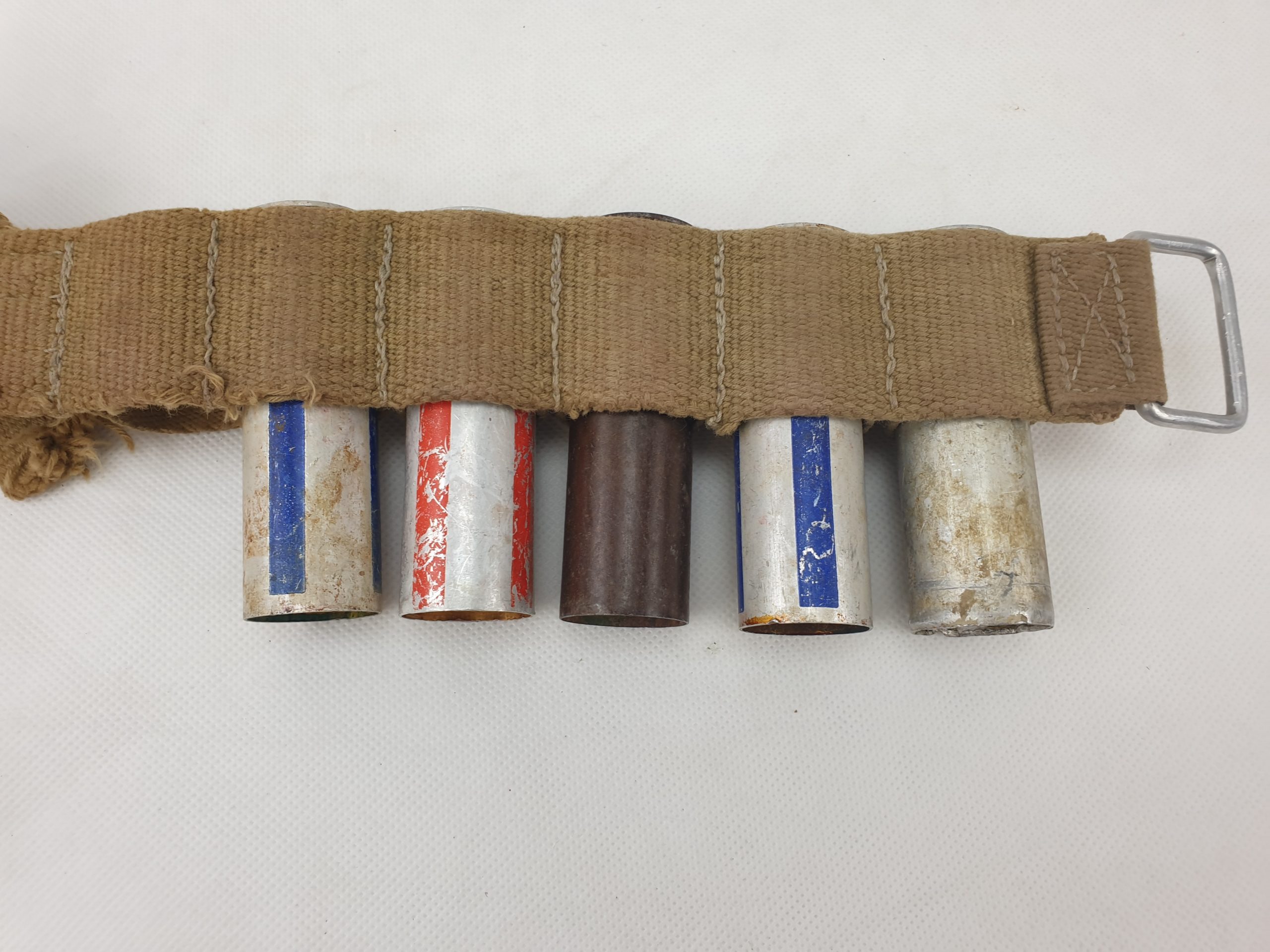 WW2 German Flare Pistol Belt With 5 Inert Used Cartridges - Image 3