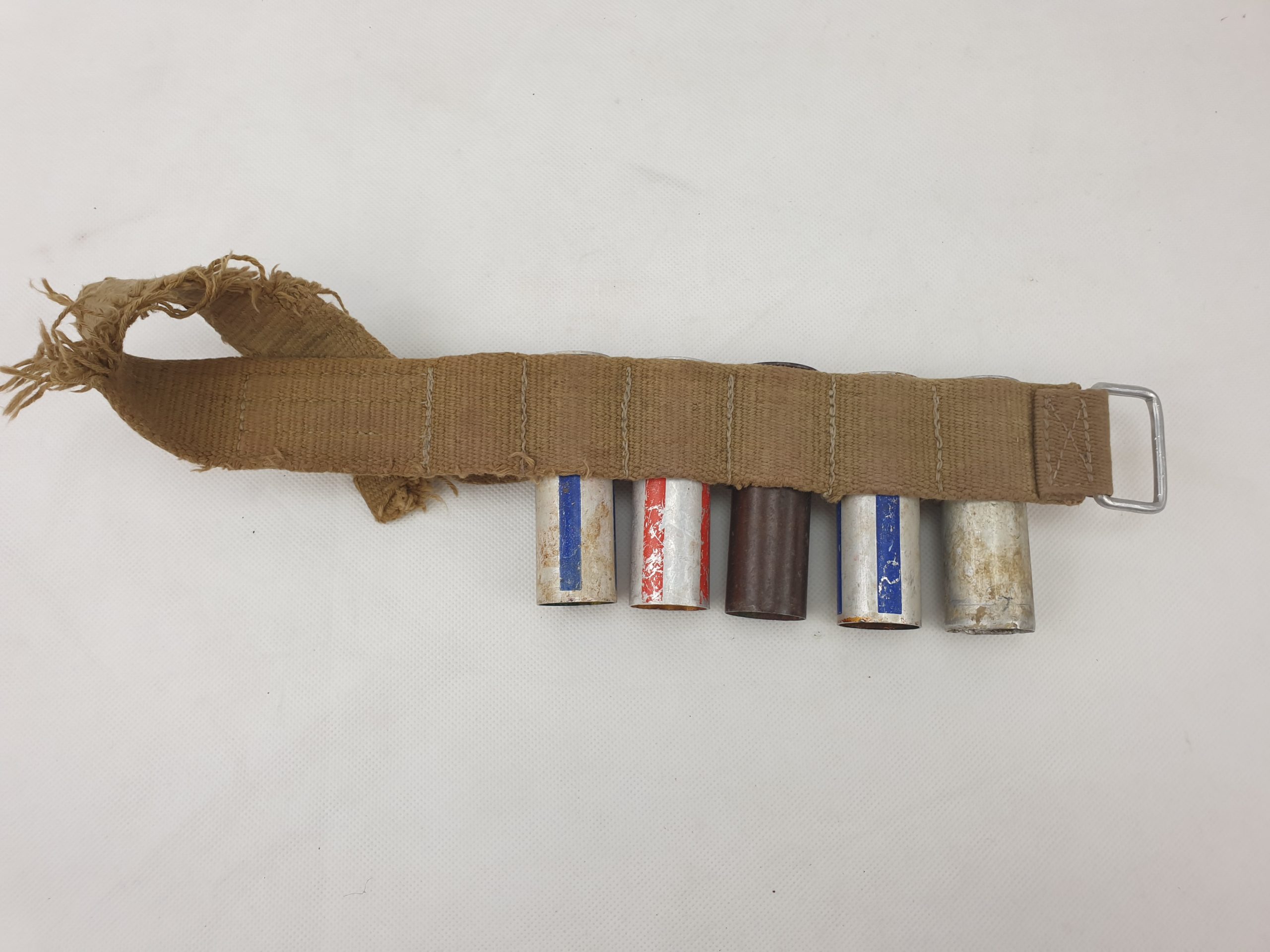 WW2 German Flare Pistol Belt With 5 Inert Used Cartridges - Image 2