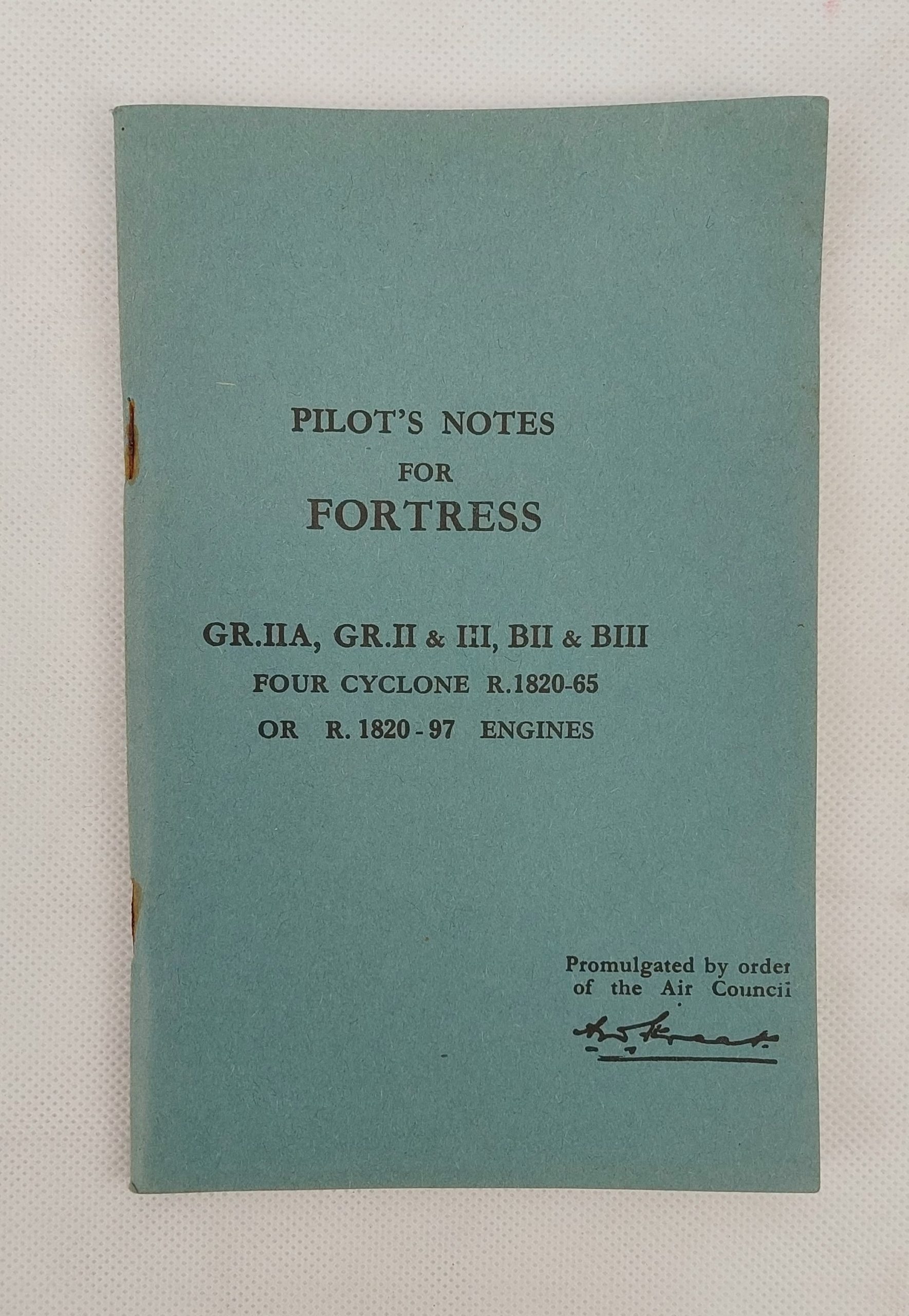 Air Ministry 1944 Booklet Of Pilots Notes For Flying The B17 Flying Fortress GRIIA GRII GRIII BII And BIII No 1