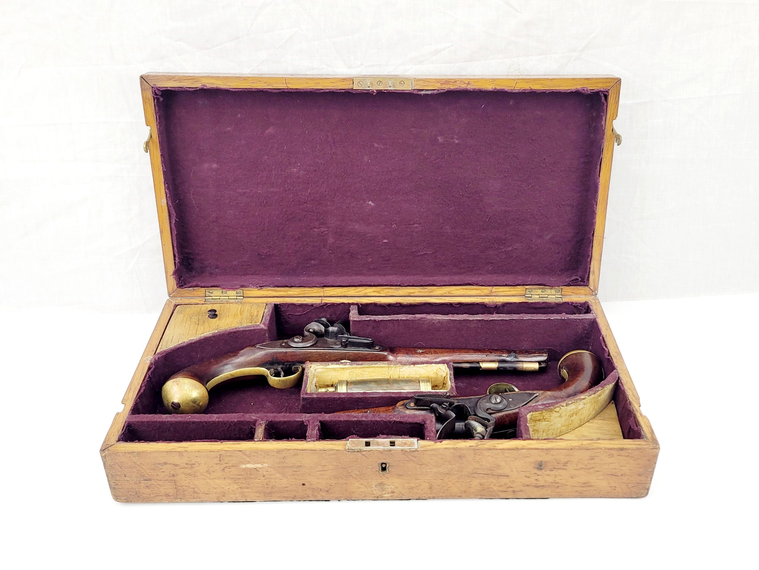 Cased Pair Of 18th Century British Officers Flintlock Pistols By Ketland