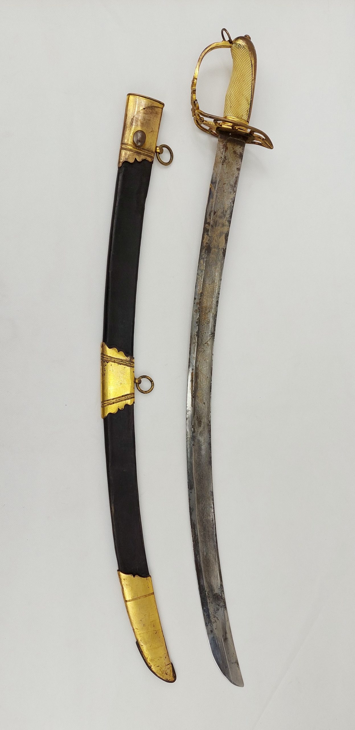 Circa 1803 Non Regulation Royal Marines Fighting Blue And Gilt Sabre By Hawkins Of Portsmouth