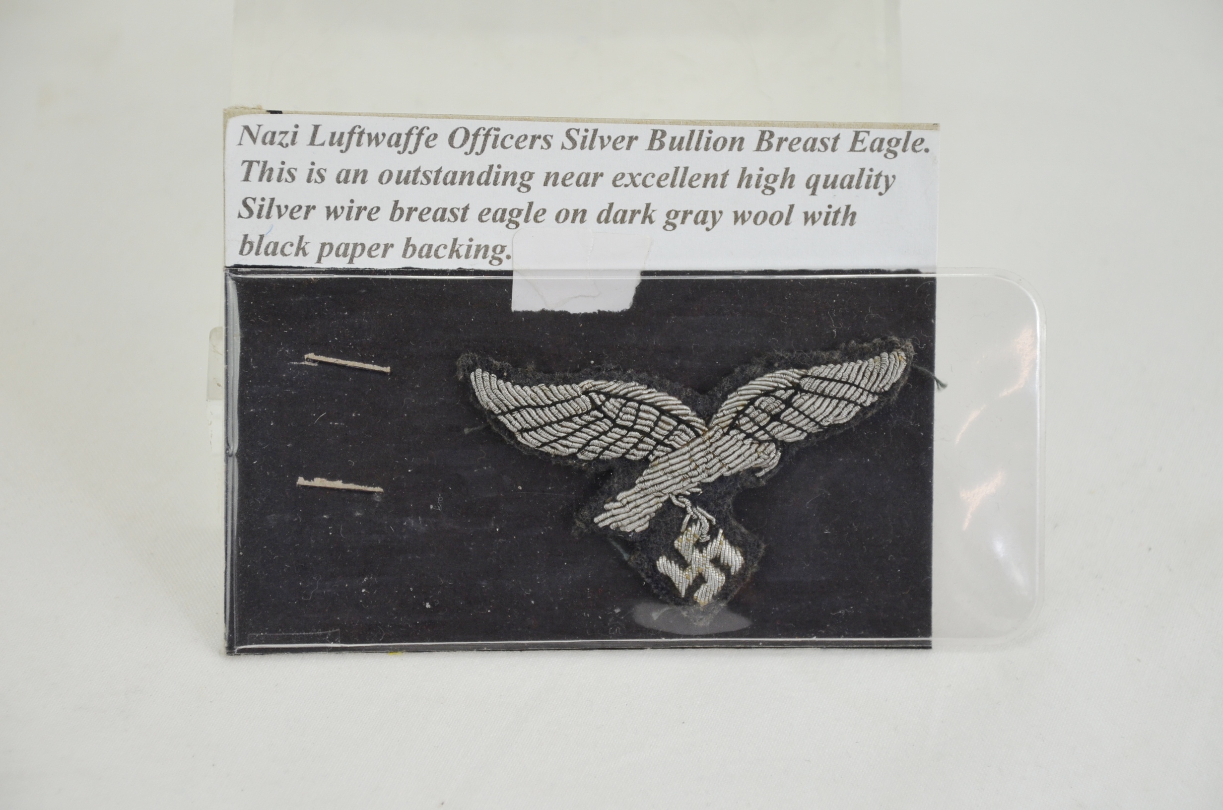 WW2 Luftwaffe Officers Silver Bullion Breast Eagle